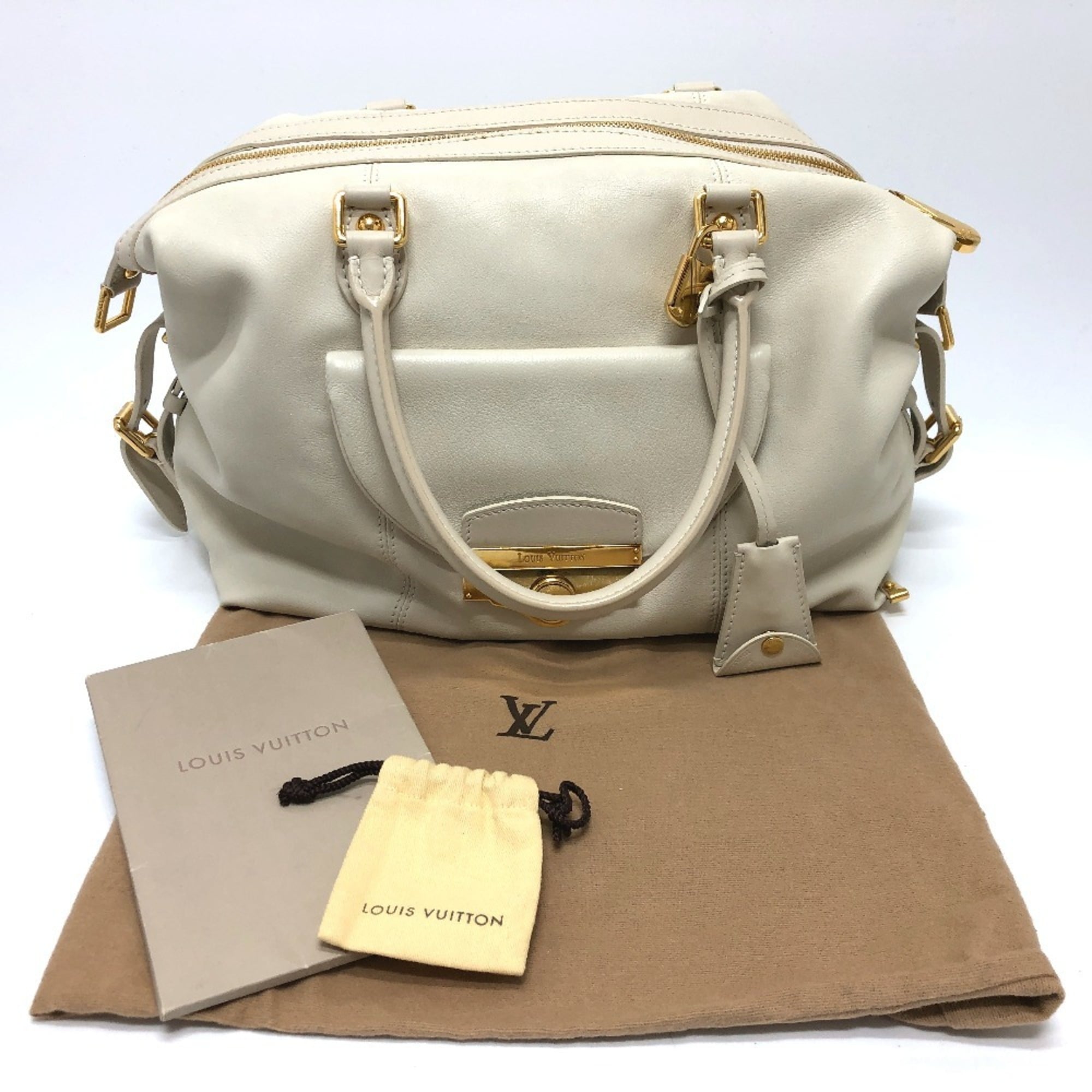 Louis Vuitton White Leather Boston Bag (Pre-Owned)