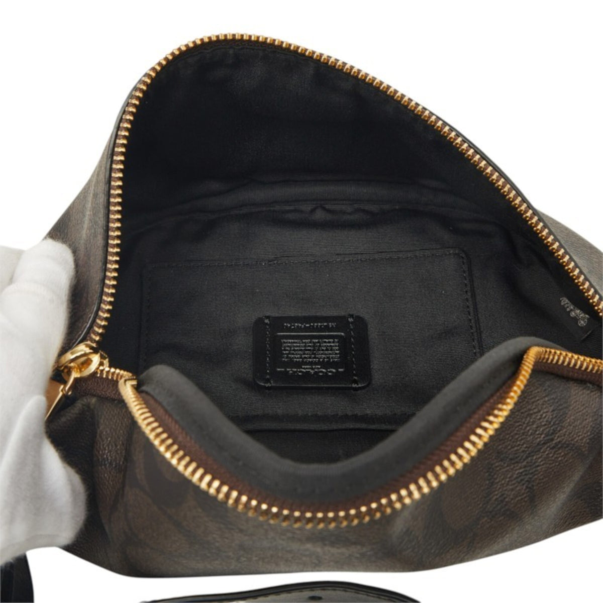 Coach Signature Black Brown Signature Line Fanny Pack (Pre-Owned)