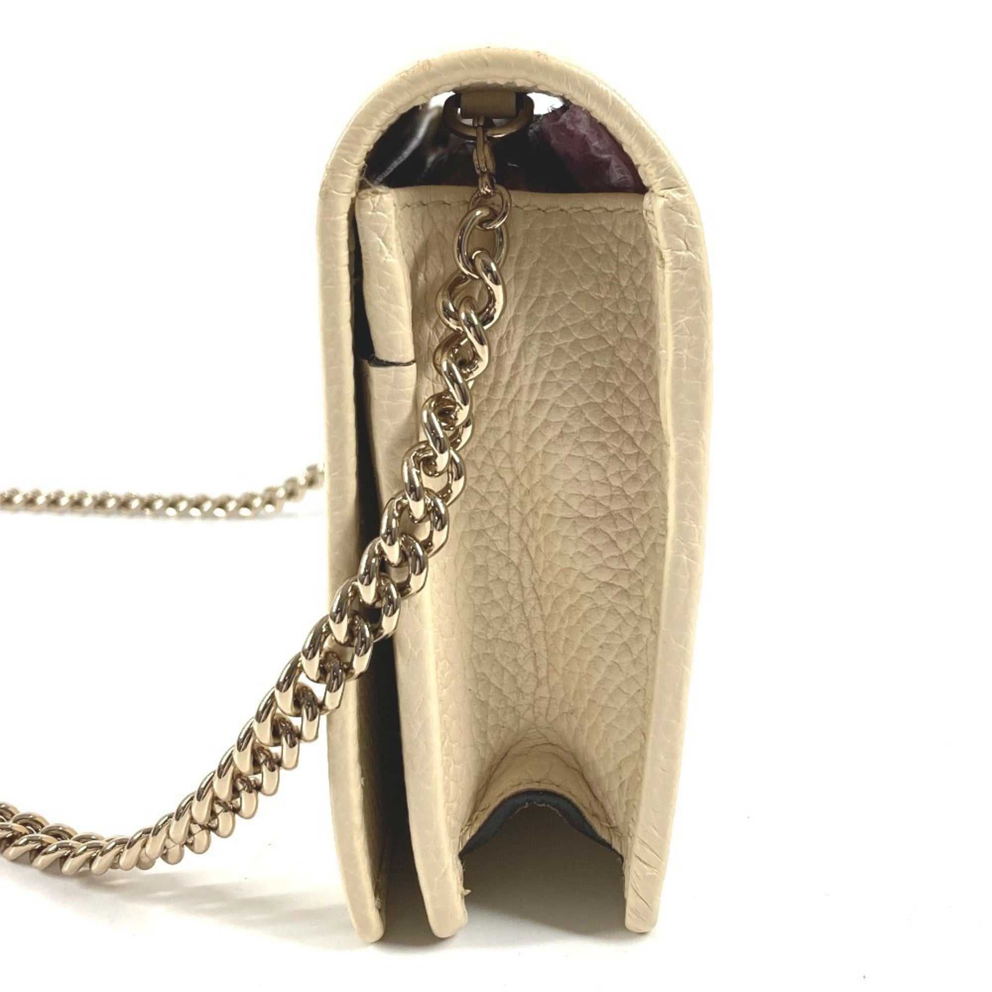 Gucci Ivory Leather Chain/Shoulder Wallet (Pre-Owned)
