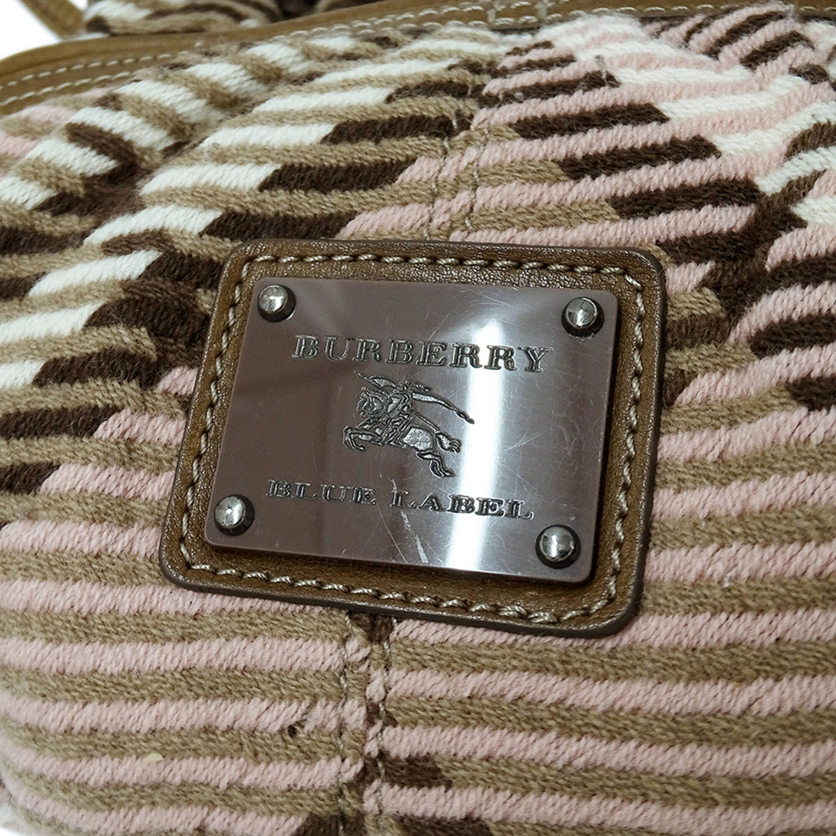 Burberry Blue Label Blue Brown Pink Wool Handbag Shoulder Bag (Pre-Owned)