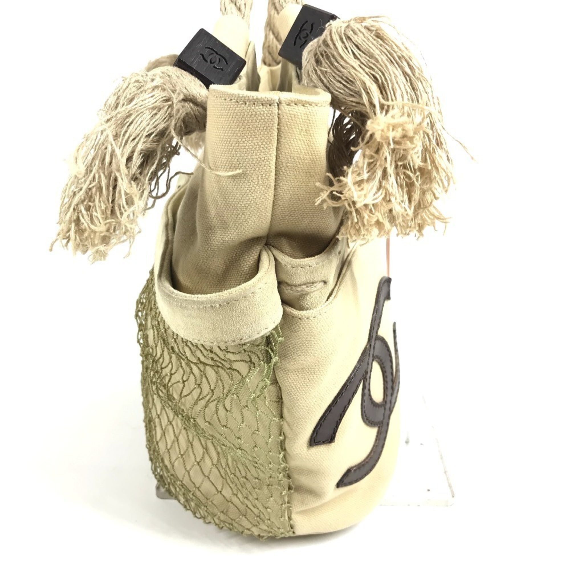 Chanel Beige Canvas Handbag Shoulder Bag (Pre-Owned)