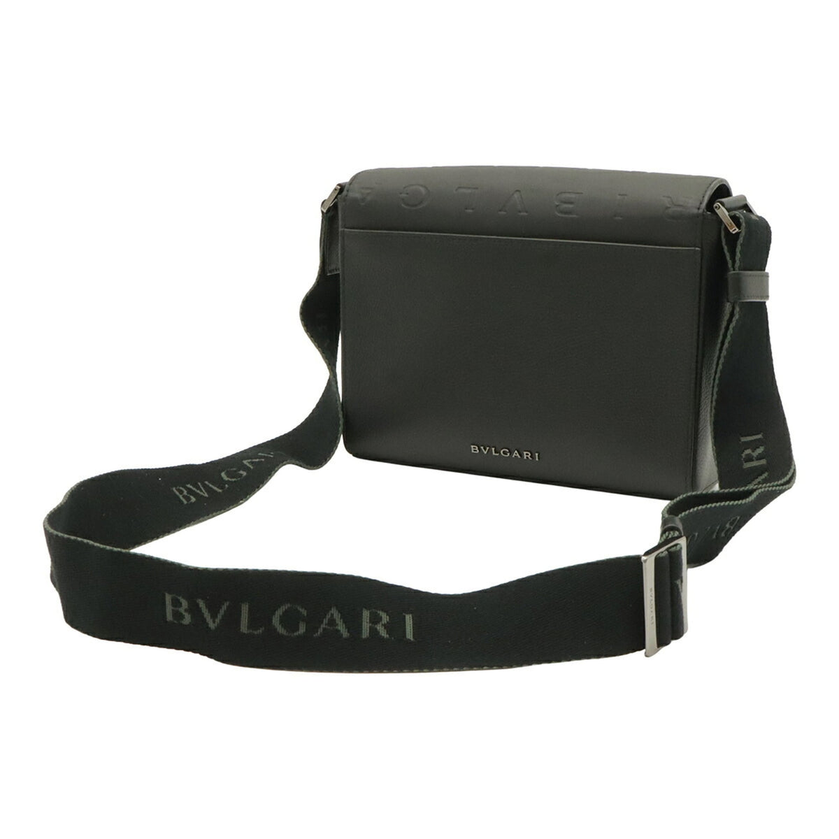 Bvlgari Black Blue Khaki Leather Handbag Shoulder Bag (Pre-Owned)