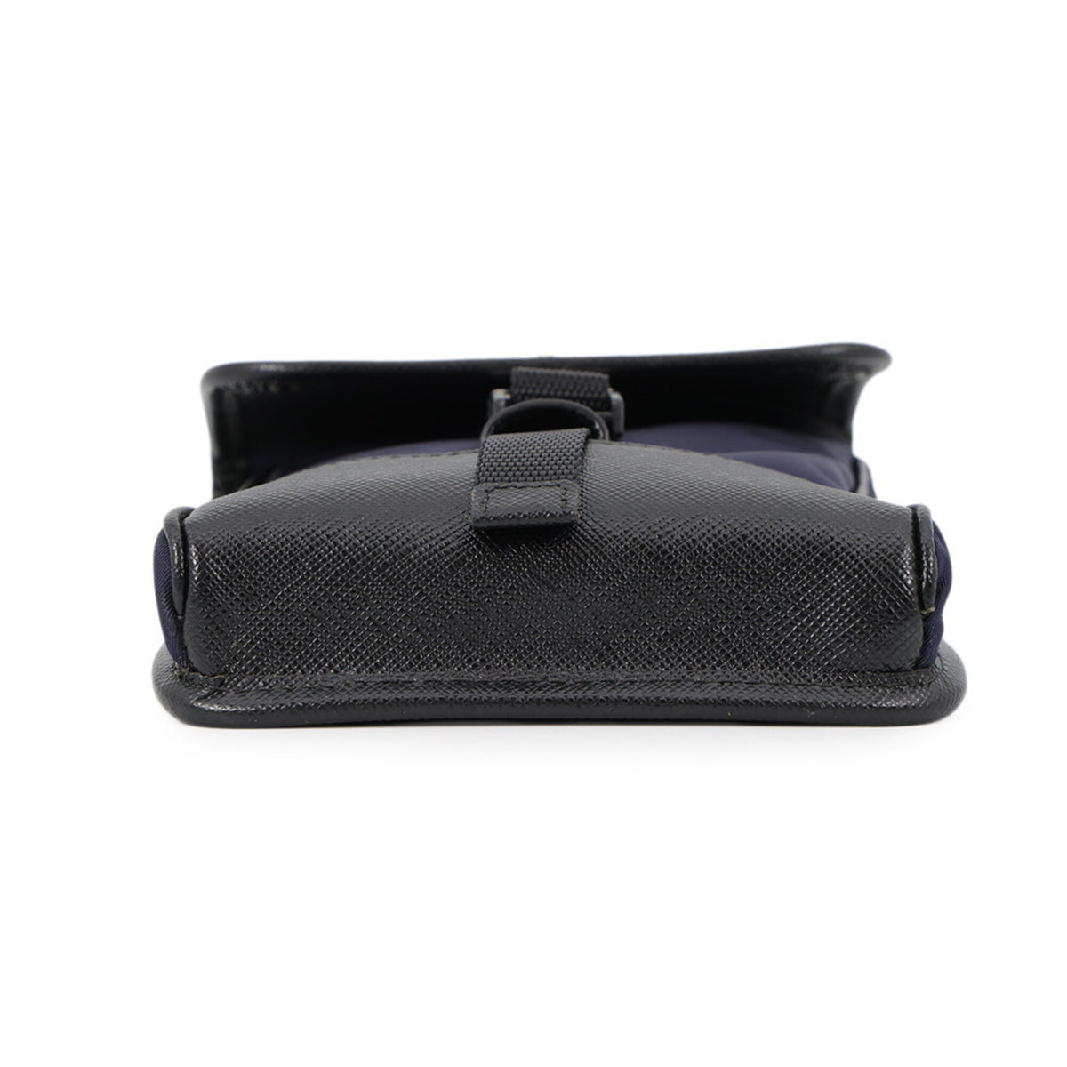 Prada Black Navy Canvas Leather Handbag Shoulder Bag (Pre-Owned)