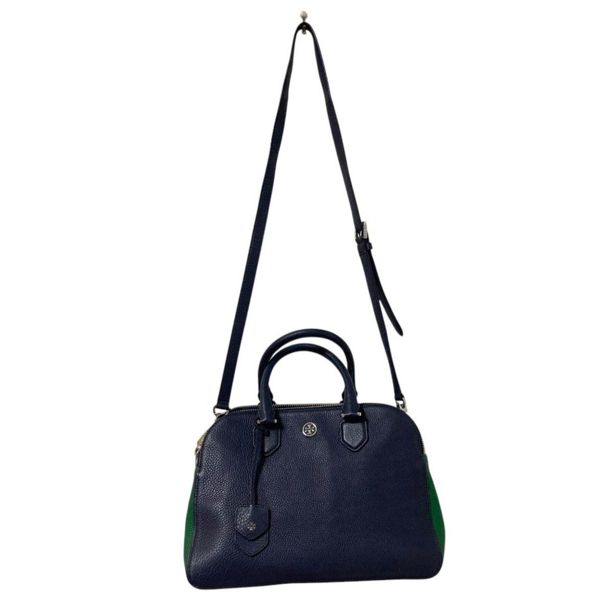 Tory Burch Green Navy Leather Shoulder Bag (Pre-Owned)