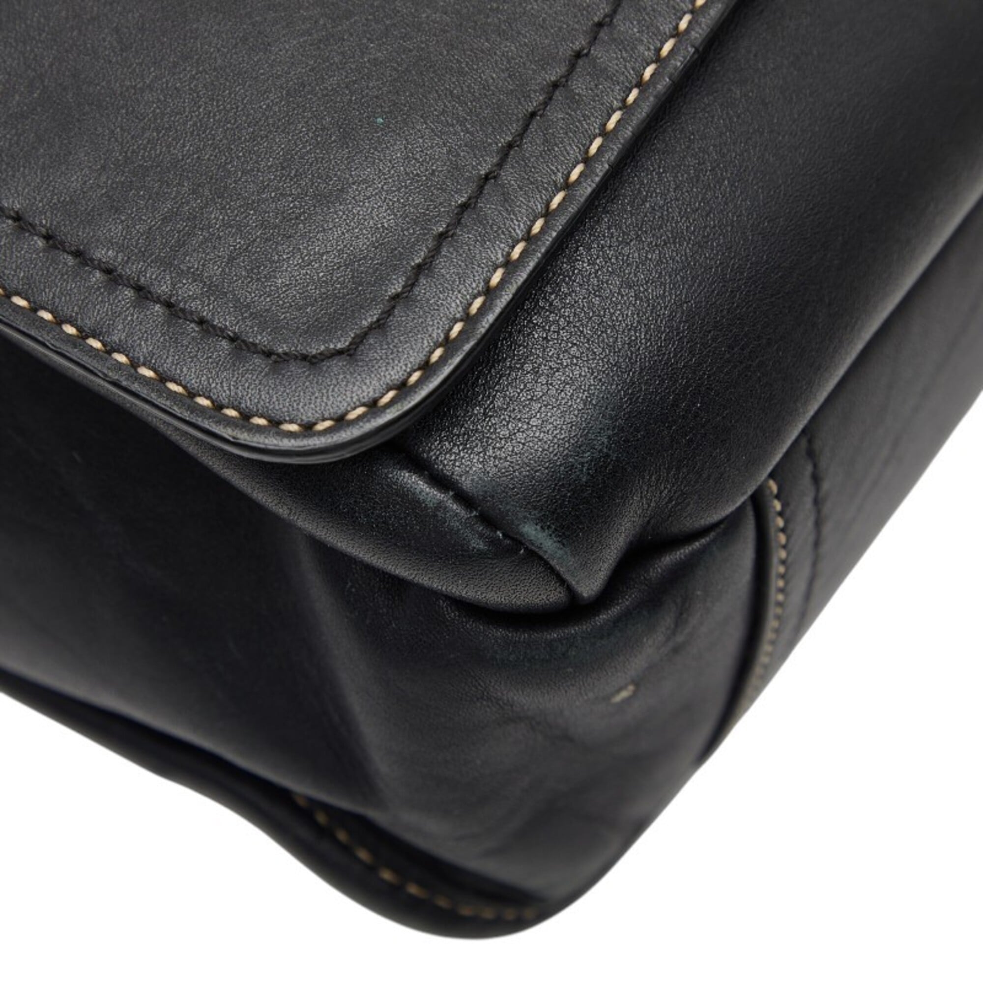 Coach Black Leather Messenger Bag Shoulder Bag (Pre-Owned)