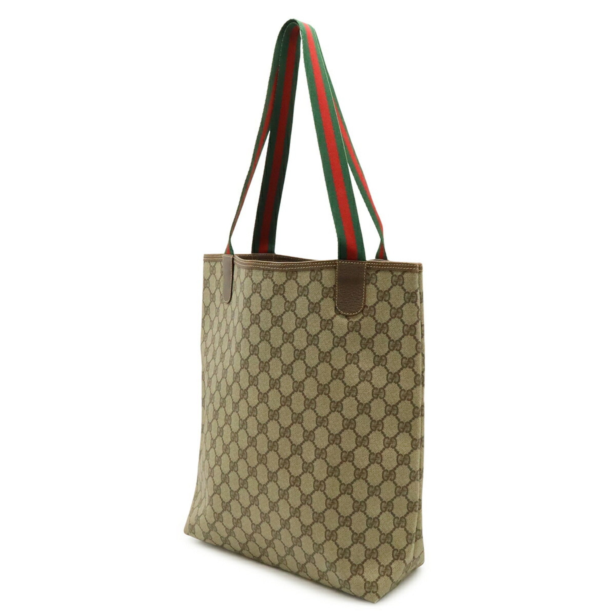 Gucci Beige Brown Green Red Color Pvc Leather Shoulder Bag Tote Bag (Pre-Owned)