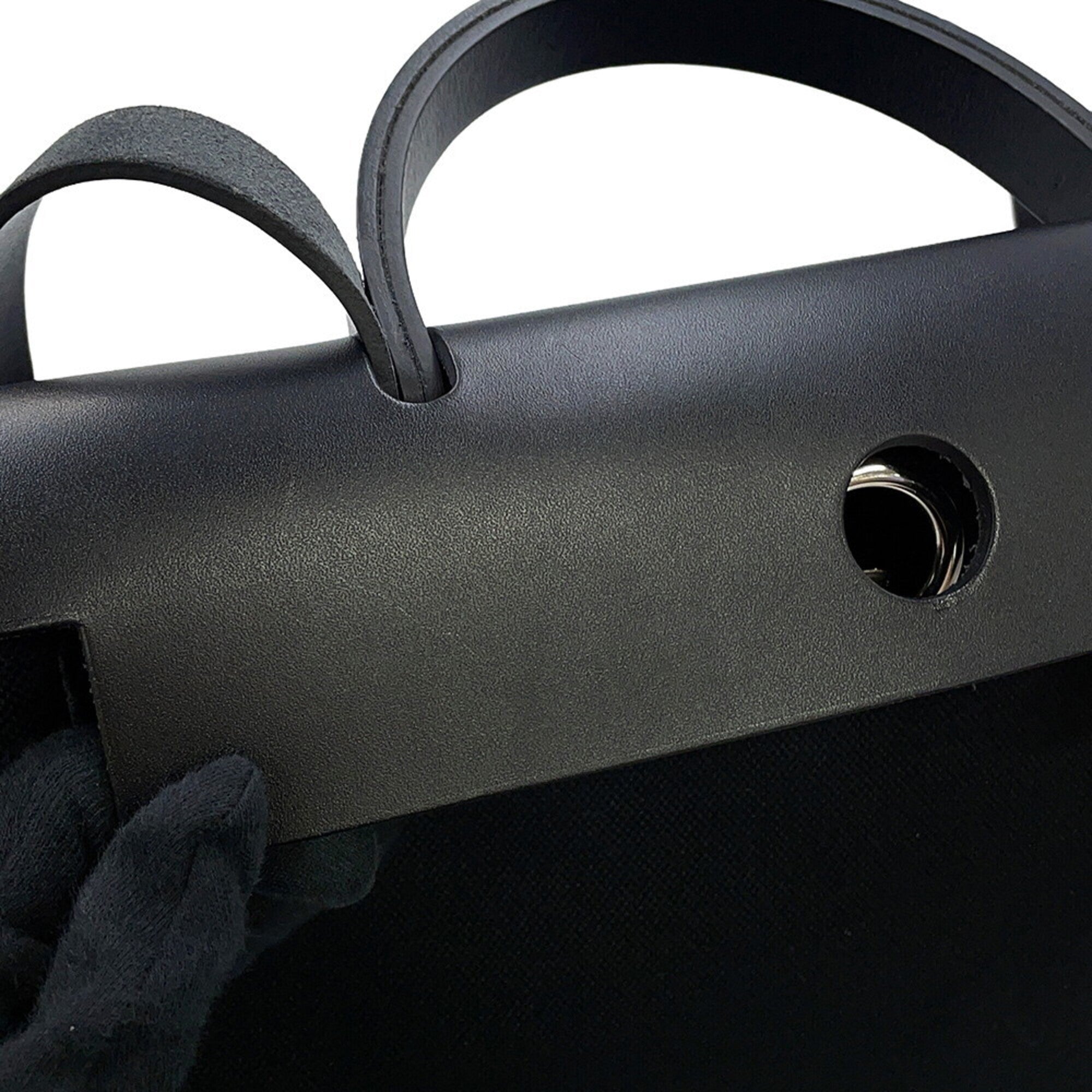 Hermes Black Toile Officier Vache Leather Handbag (Pre-Owned)