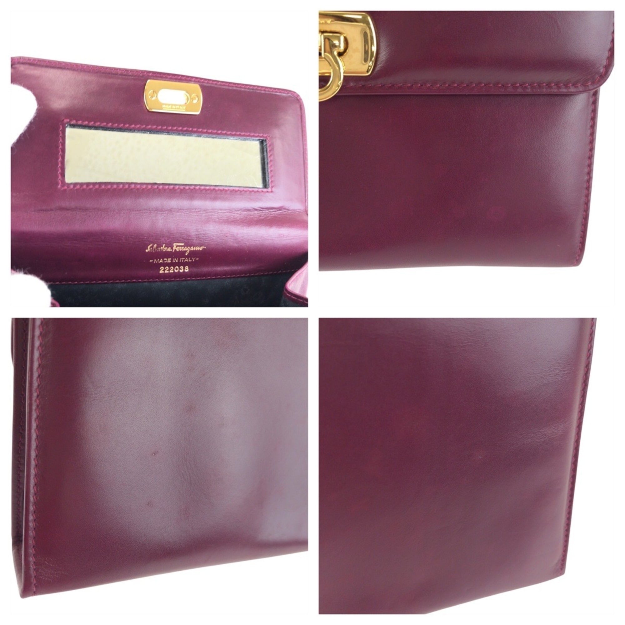 Salvatore Ferragamo Purple Leather Clutch Bag Pouch (Pre-Owned)