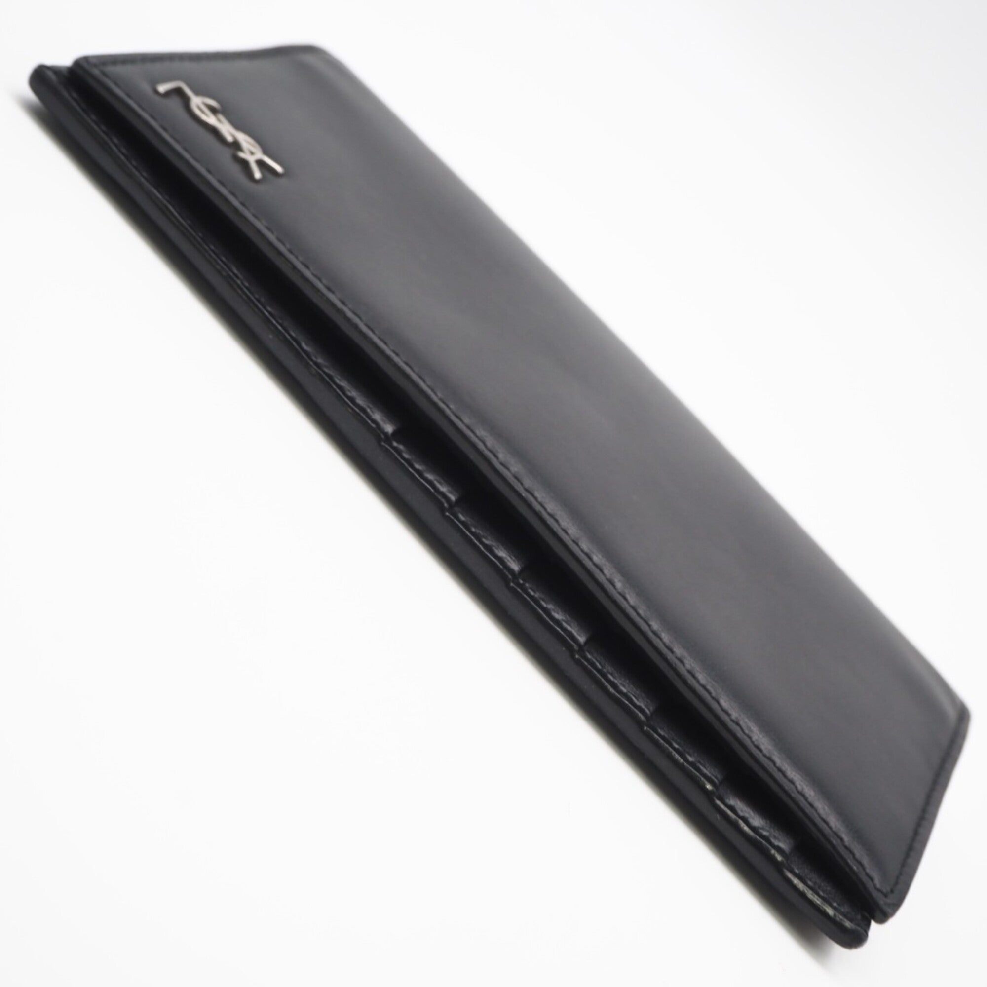 Yves Saint Laurent Black Leather Long Wallet (Bi-Fold) (Pre-Owned)