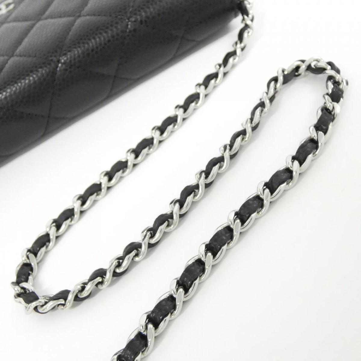 Chanel Black Grained Calfskin Chain/Shoulder Wallet (Pre-Owned)