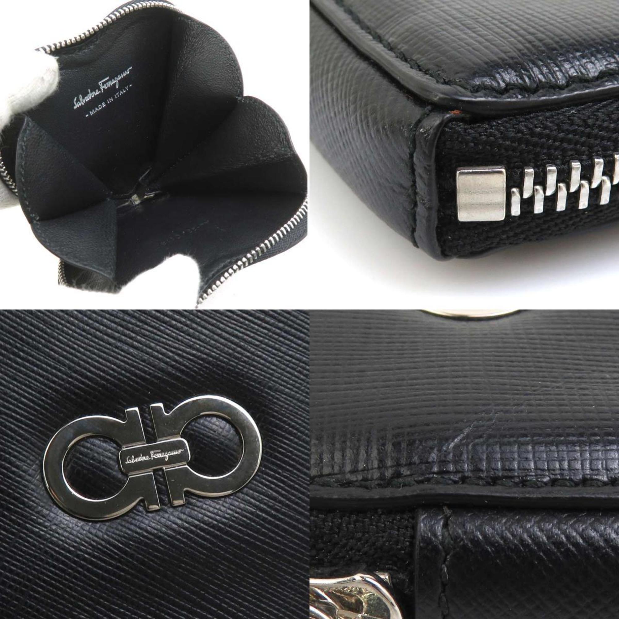 Salvatore Ferragamo Black Leather Coin Purse/Coin Case (Pre-Owned)