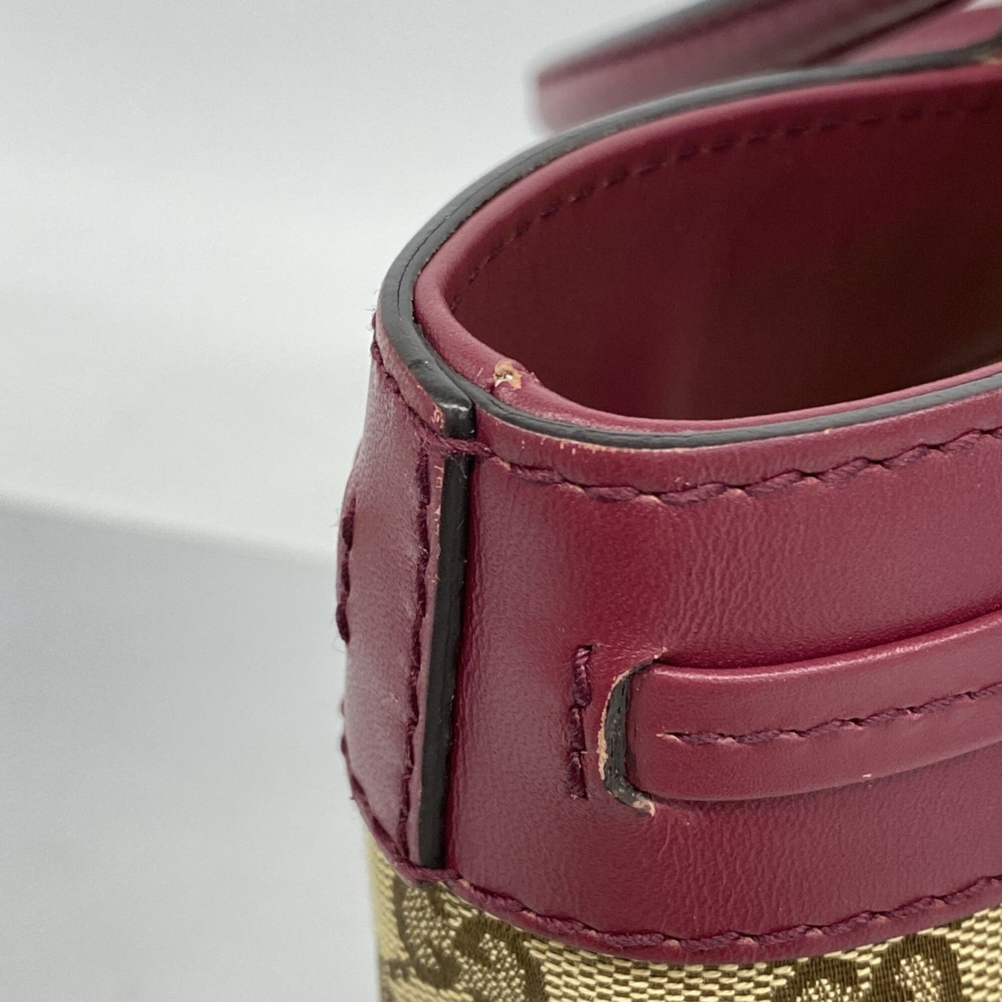 Gucci Bordeaux Brown Canvas Tote Bag (Pre-Owned)