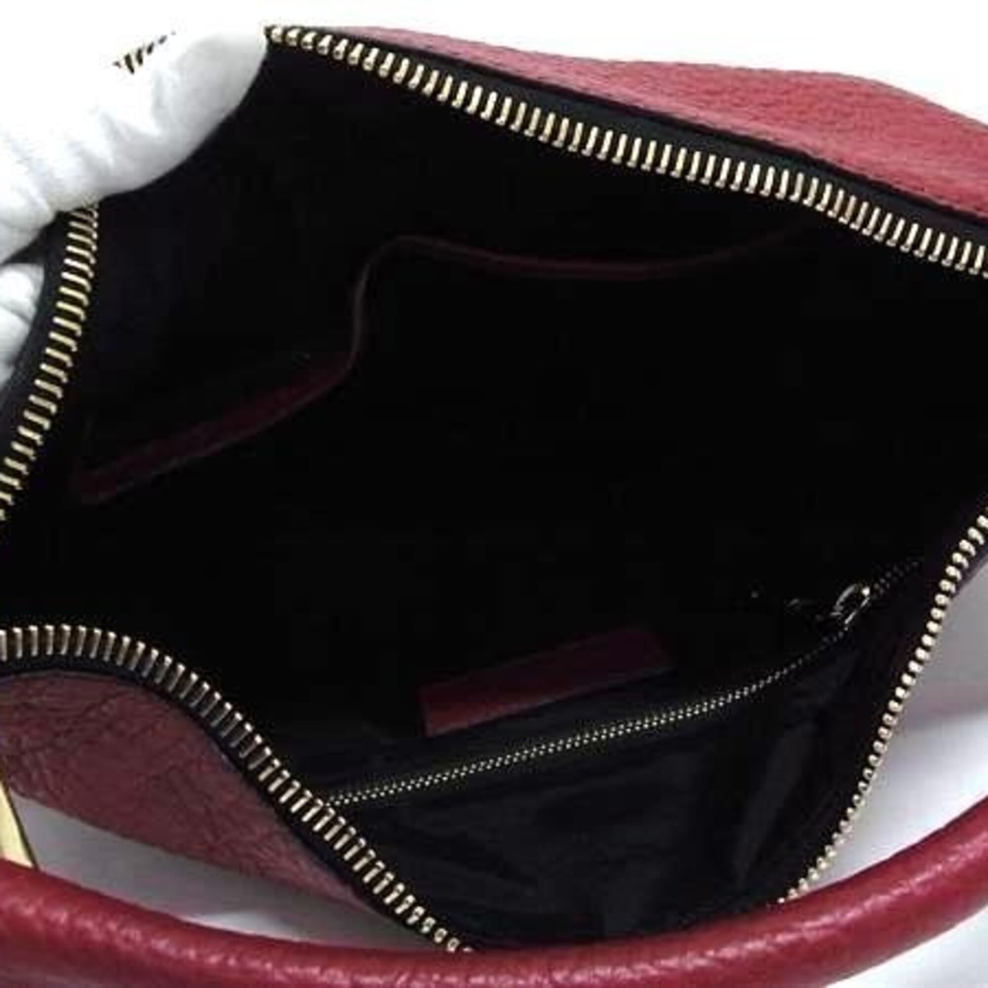 Burberry Red Color Leather Handbag Shoulder Bag (Pre-Owned)