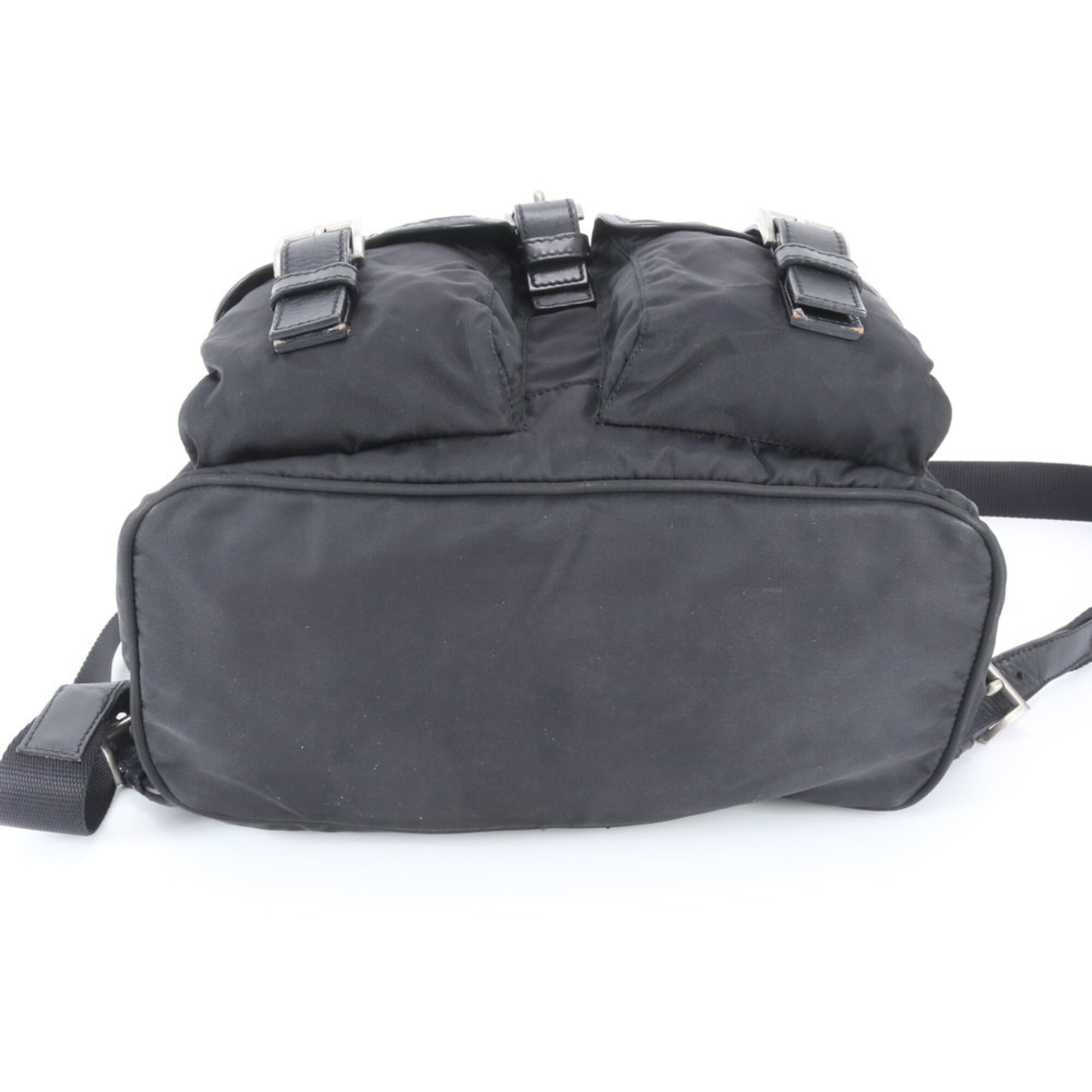 Prada Black Nylon Leather Backpack Handbag (Pre-Owned)
