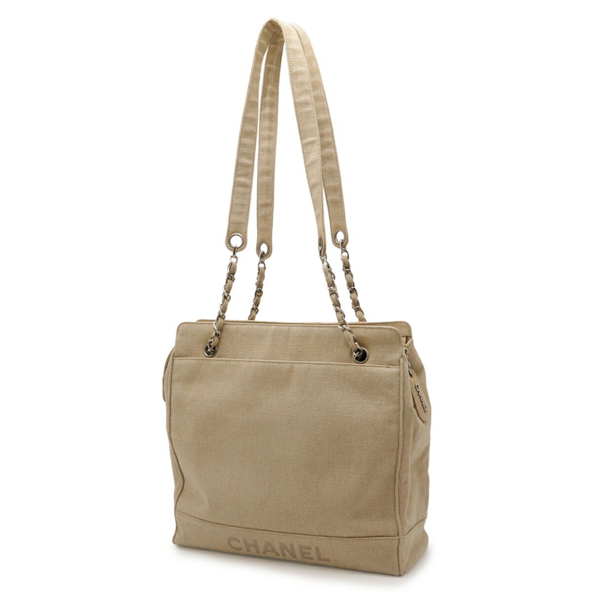 Chanel Beige Linen Shoulder Bag (Pre-Owned)