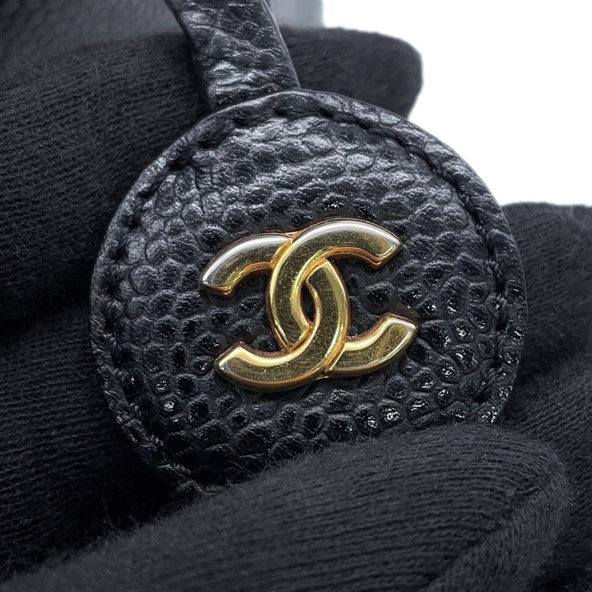 Chanel Black Grained Calfskin Handbag Vanity Bag (Pre-Owned)