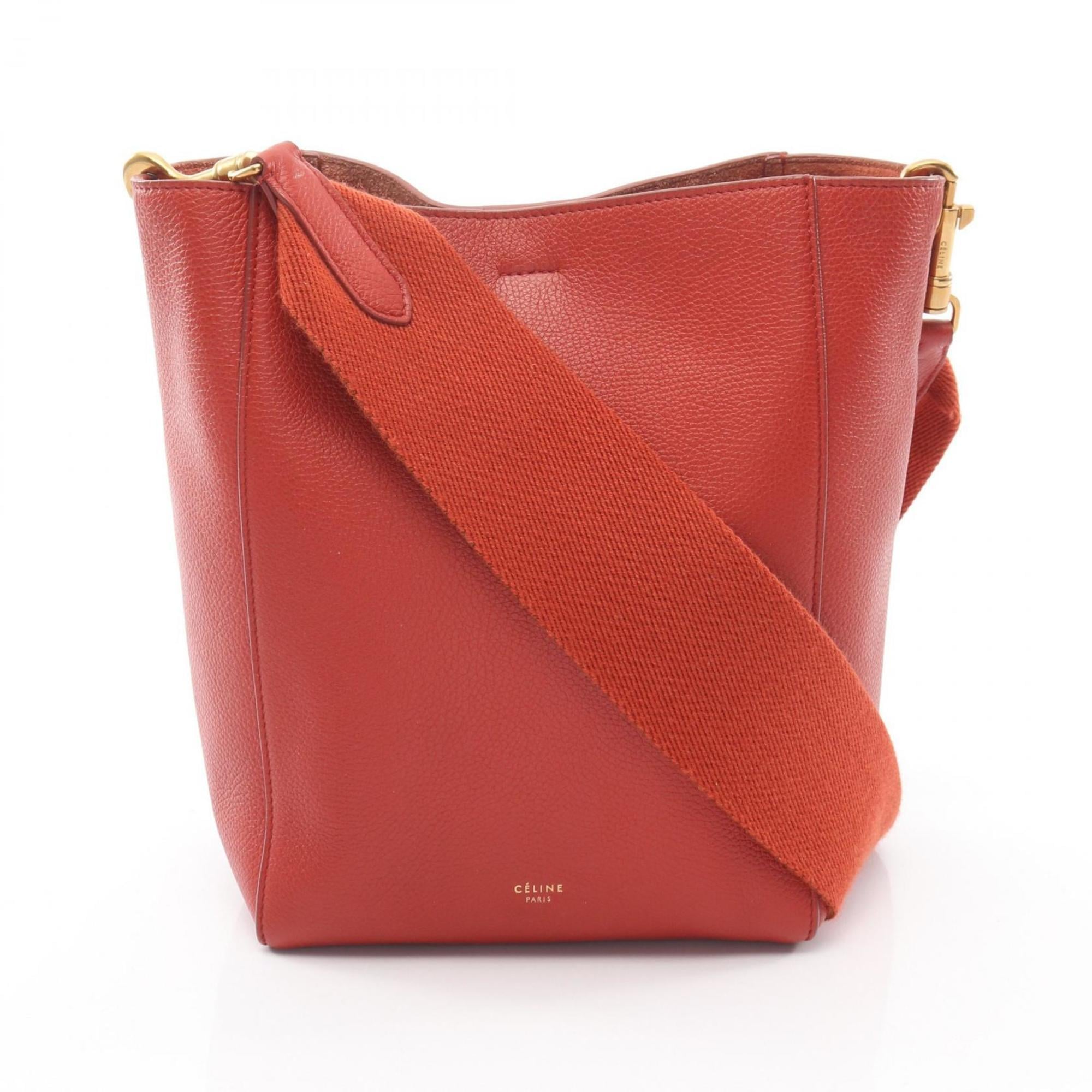Celine Red Color Leather Handbag Shoulder Bag (Pre-Owned)