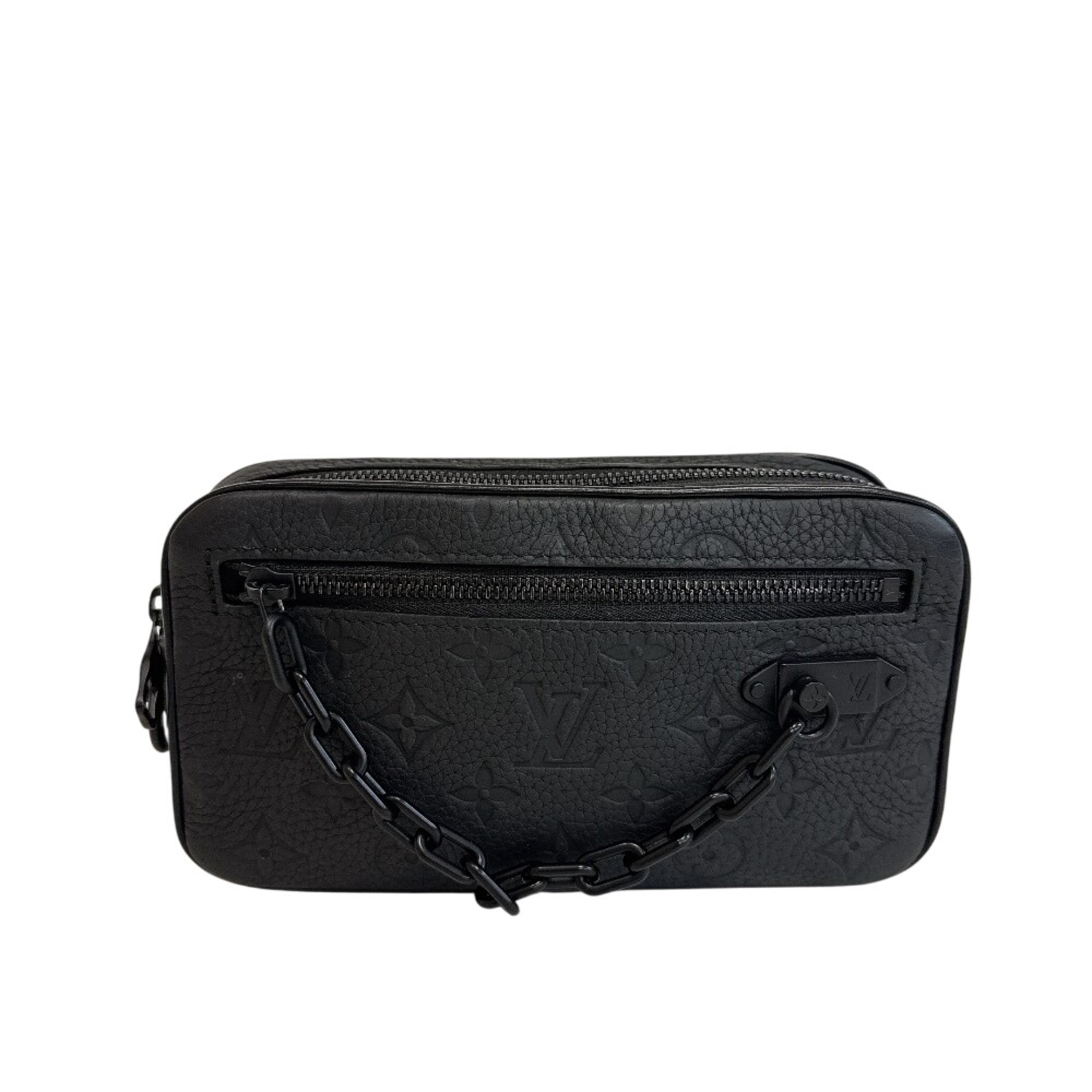 Louis Vuitton Black Leather Clutch Bag Pochette (Pre-Owned)