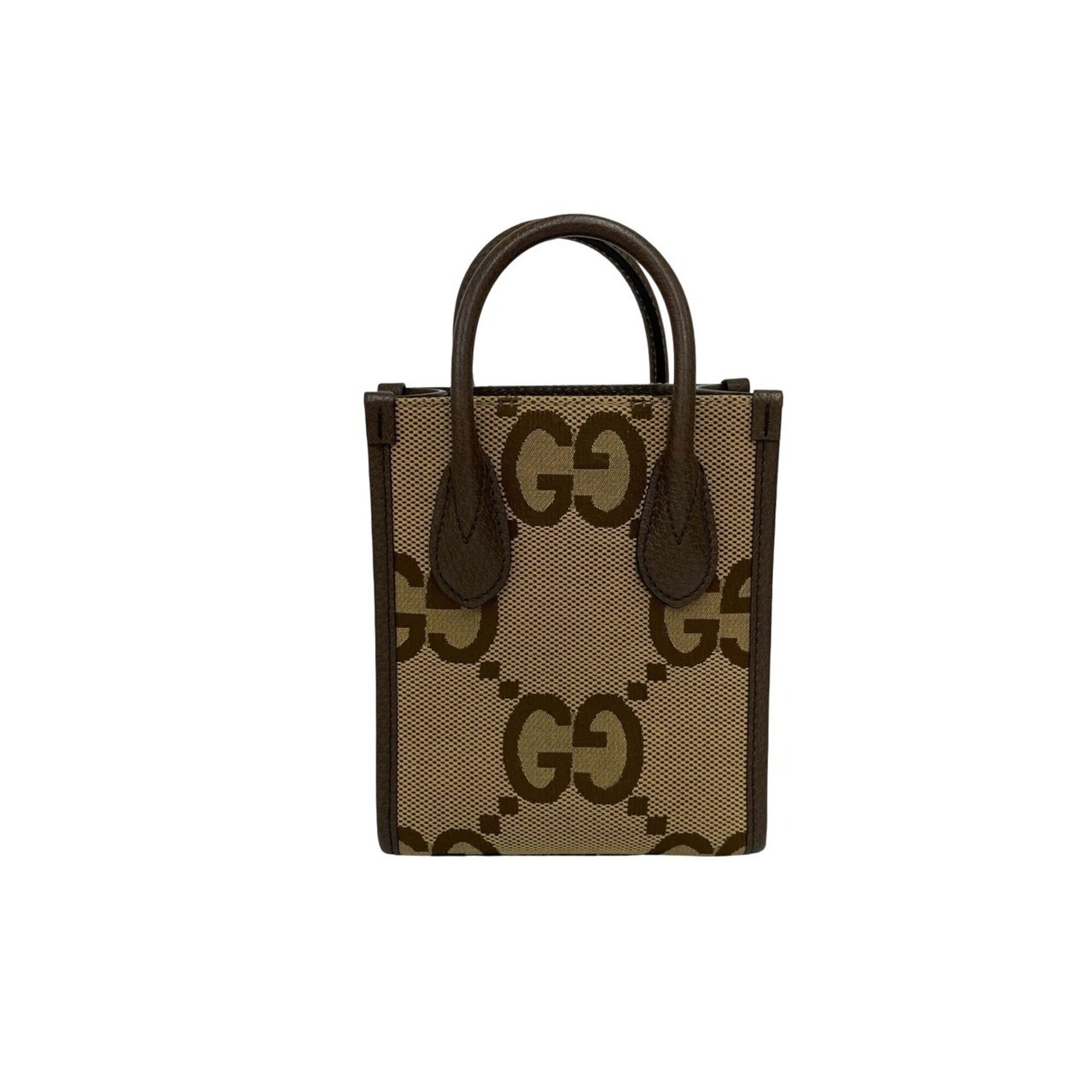 Gucci Brown Canvas Leather Handbag Shoulder Bag (Pre-Owned)