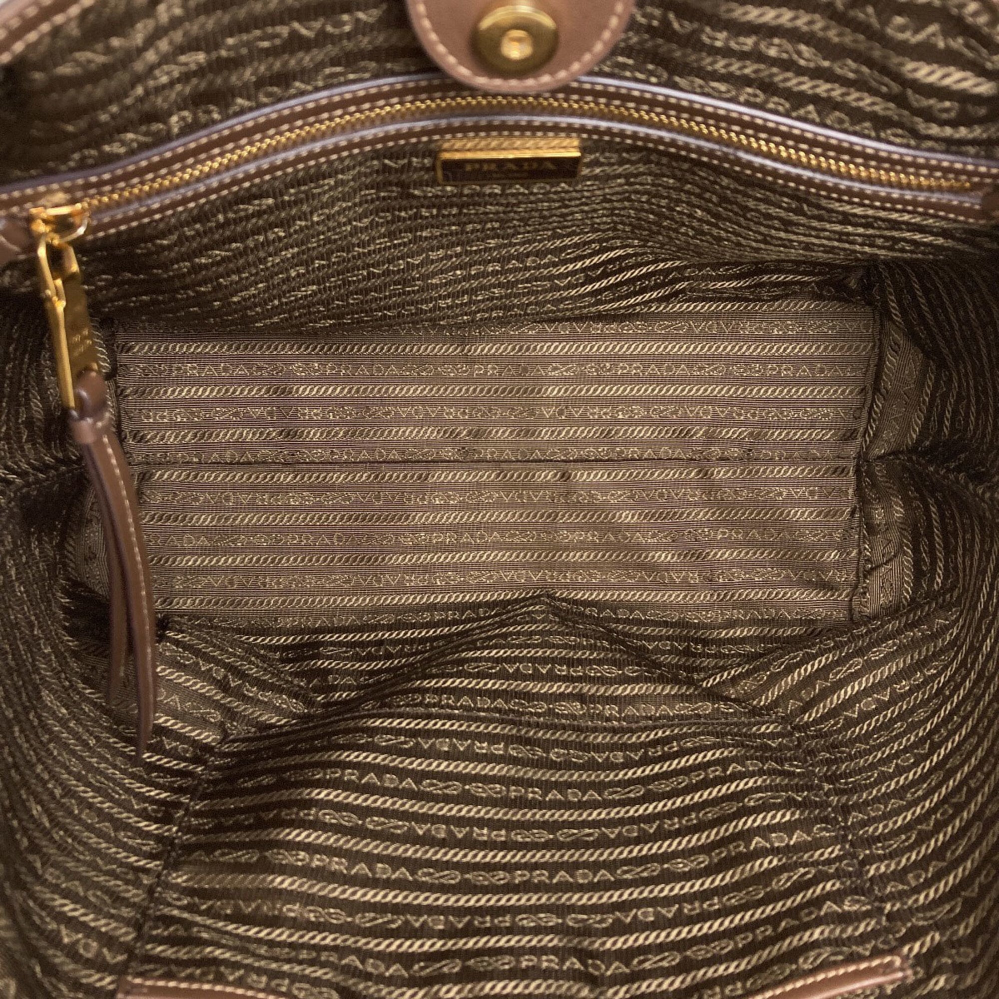 Prada Brown Canvas Leather Tote Bag (Pre-Owned)