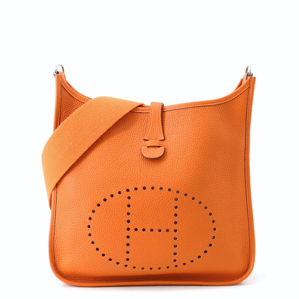Hermes Evelyne Orange Taurillon Clemence Leather Handbag Shoulder Bag (Pre-Owned)