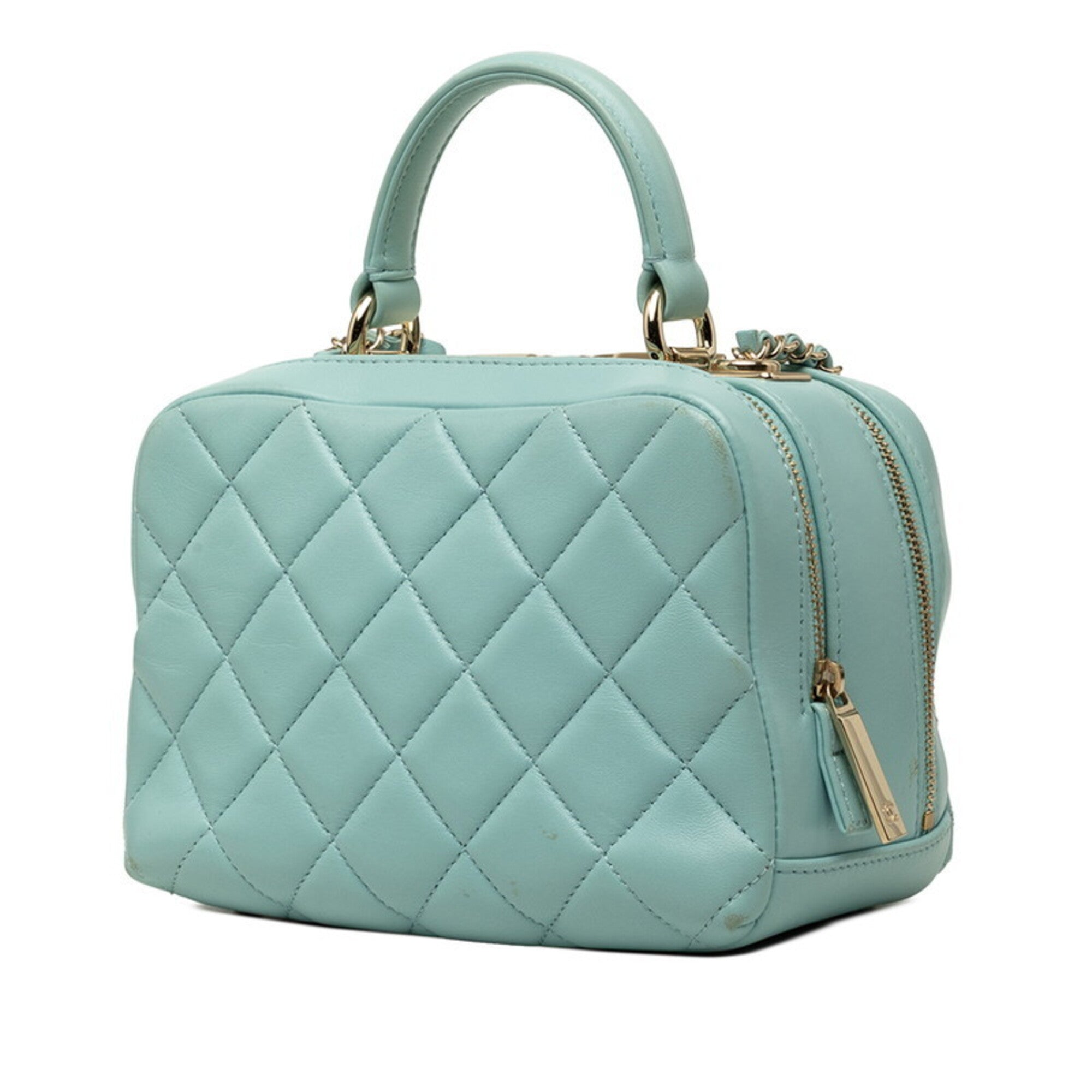 Chanel Matelasse Light Blue Leather Handbag Shoulder Bag (Pre-Owned)
