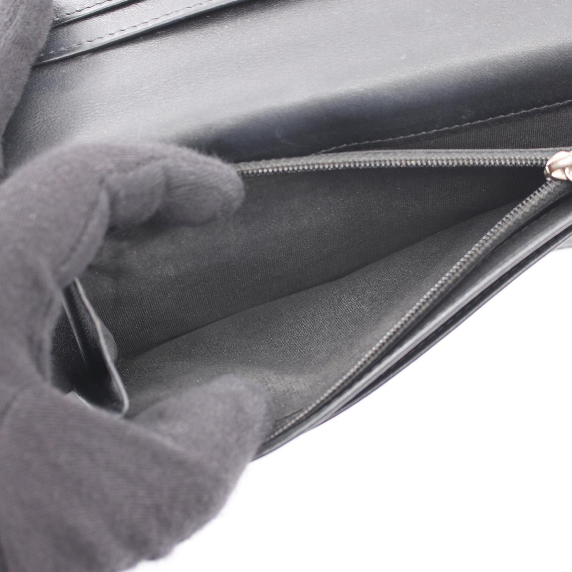 Chanel Black Grained Calfskin Long Wallet (Bi-Fold) (Pre-Owned)