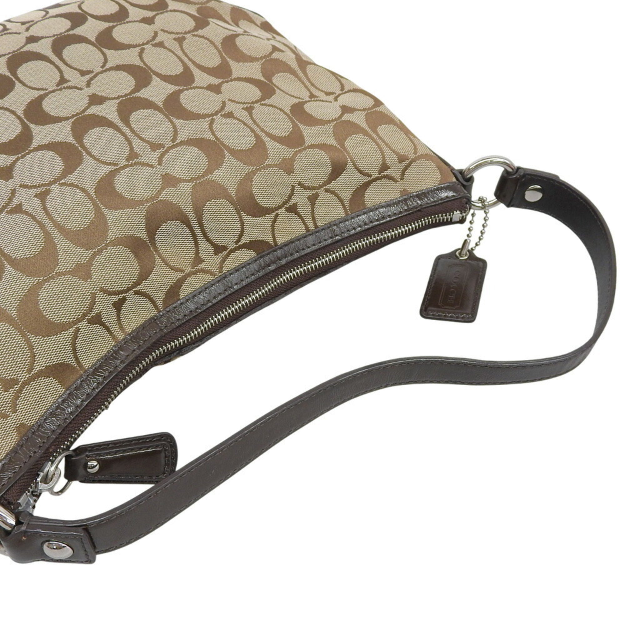 Coach Beige Brown Canvas Leather Shoulder Bag (Pre-Owned)
