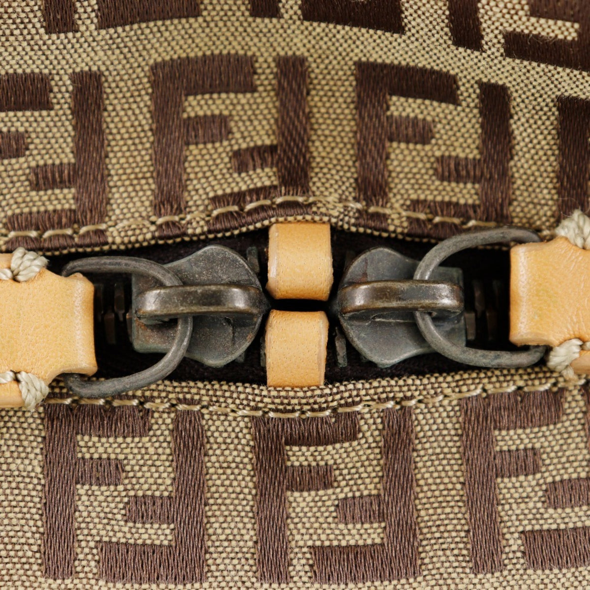Fendi Brown Canvas Leather Boston Bag (Pre-Owned)