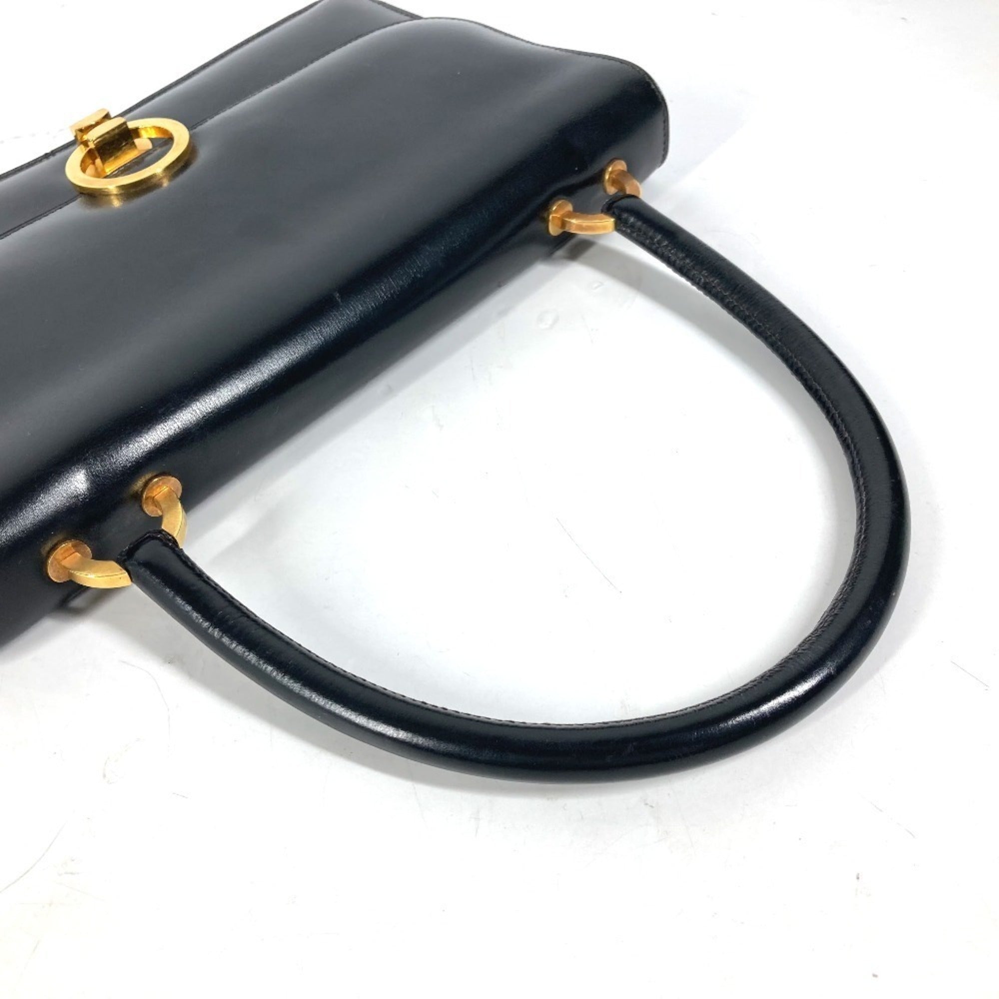 Hermes Black Box Calf Leather Handbag Shoulder Bag (Pre-Owned)