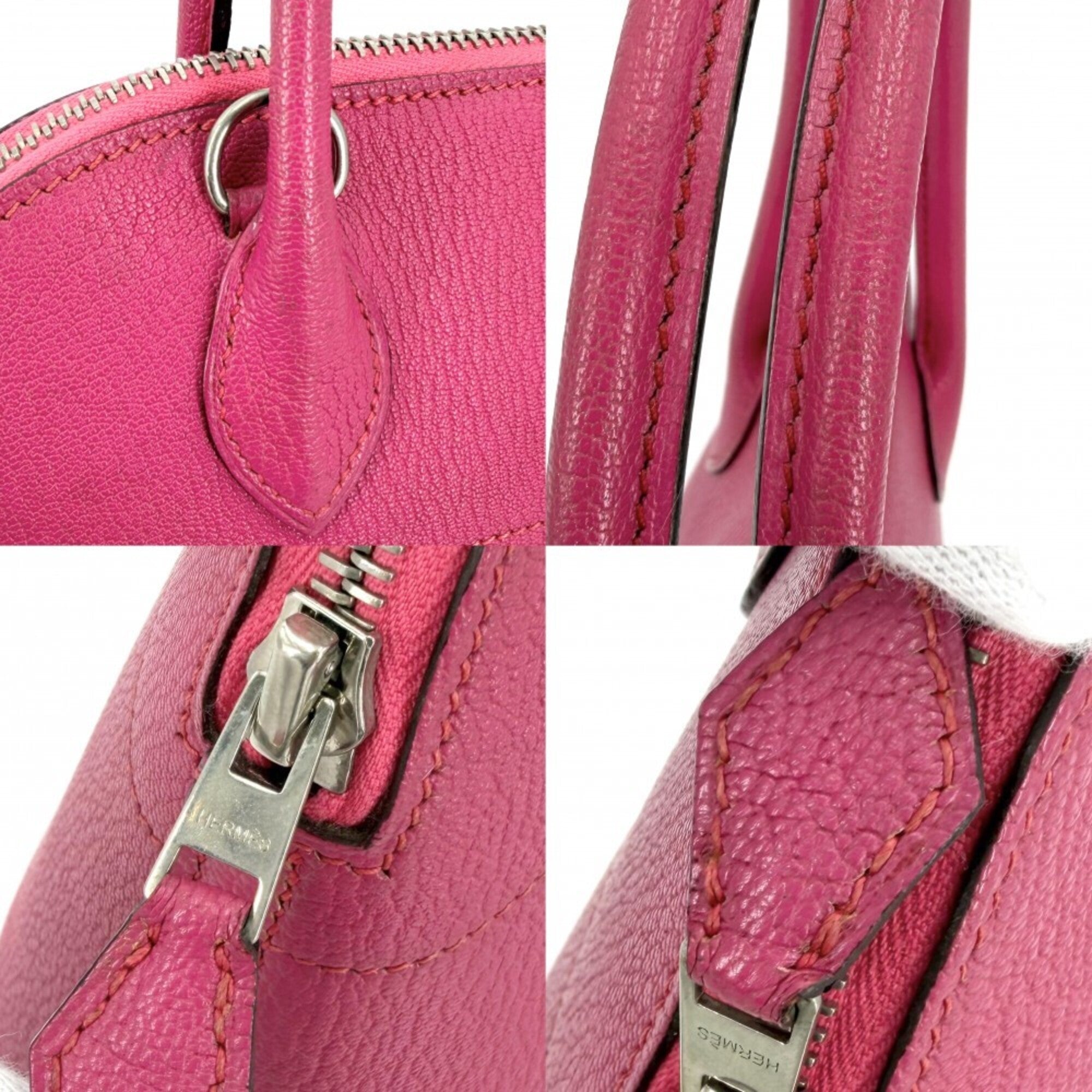 Hermes Pink Leather Handbag Shoulder Bag (Pre-Owned)