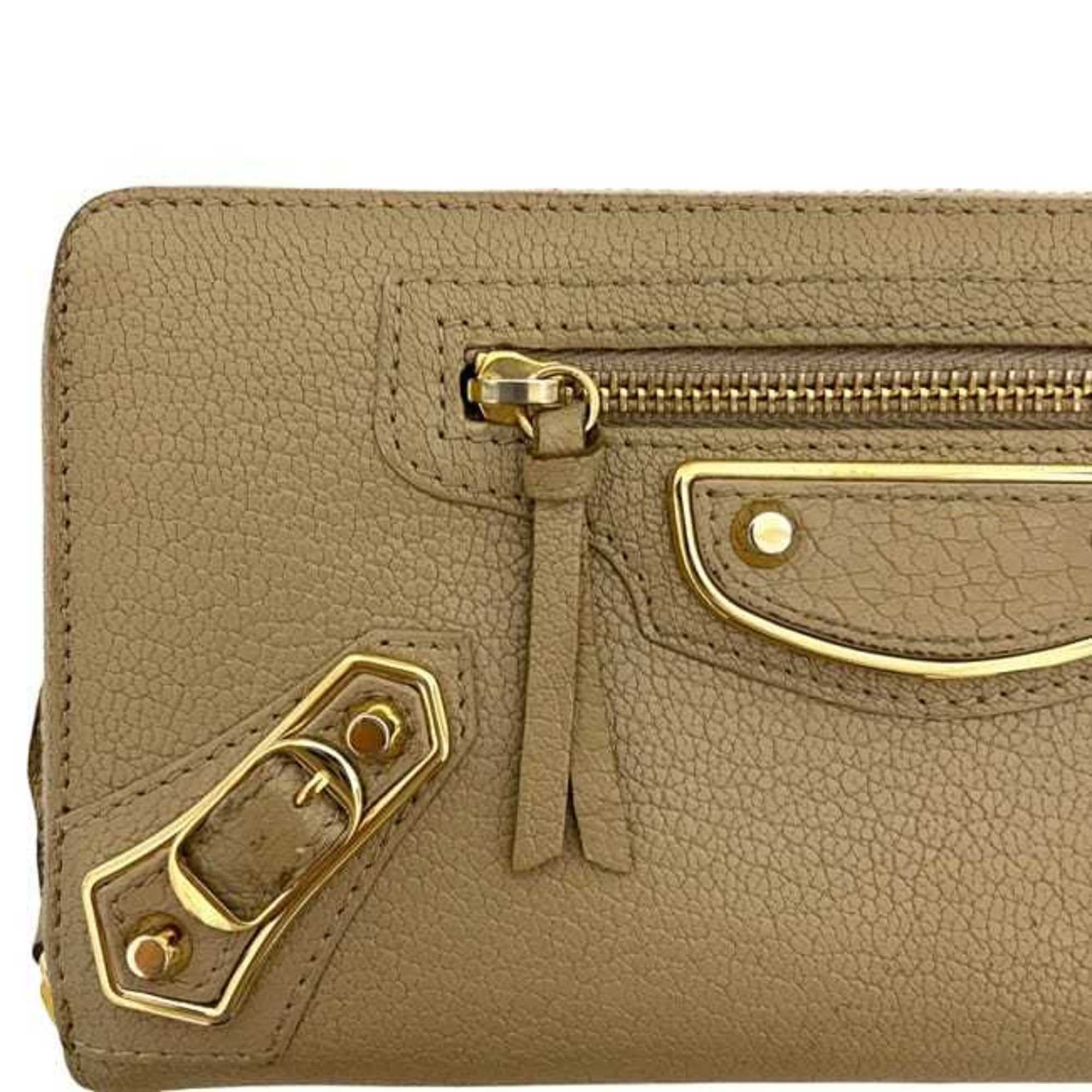 Balenciaga Beige Leather Long Wallet (Bi-Fold) (Pre-Owned)