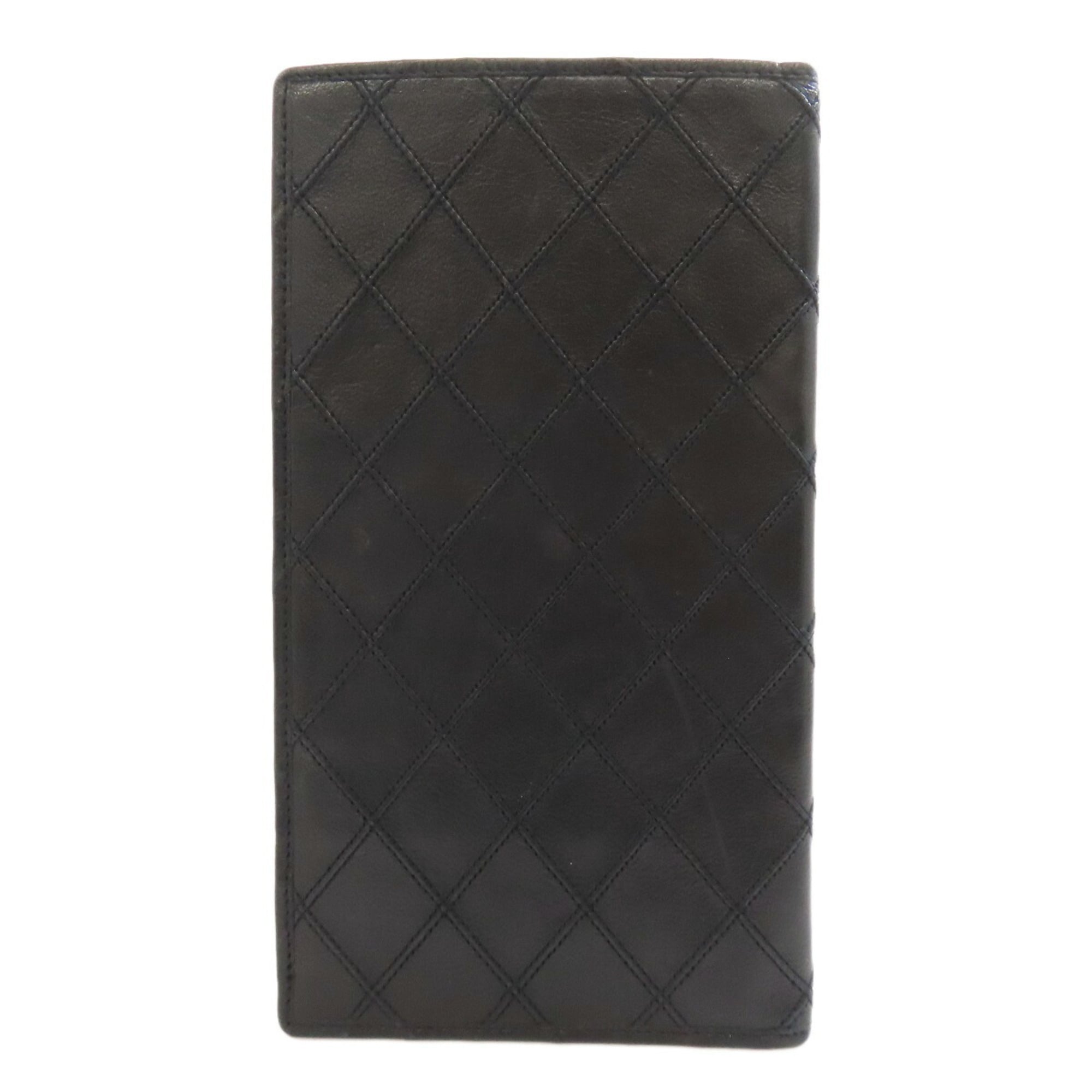 Chanel Black Leather Long Wallet (Bi-Fold) (Pre-Owned)