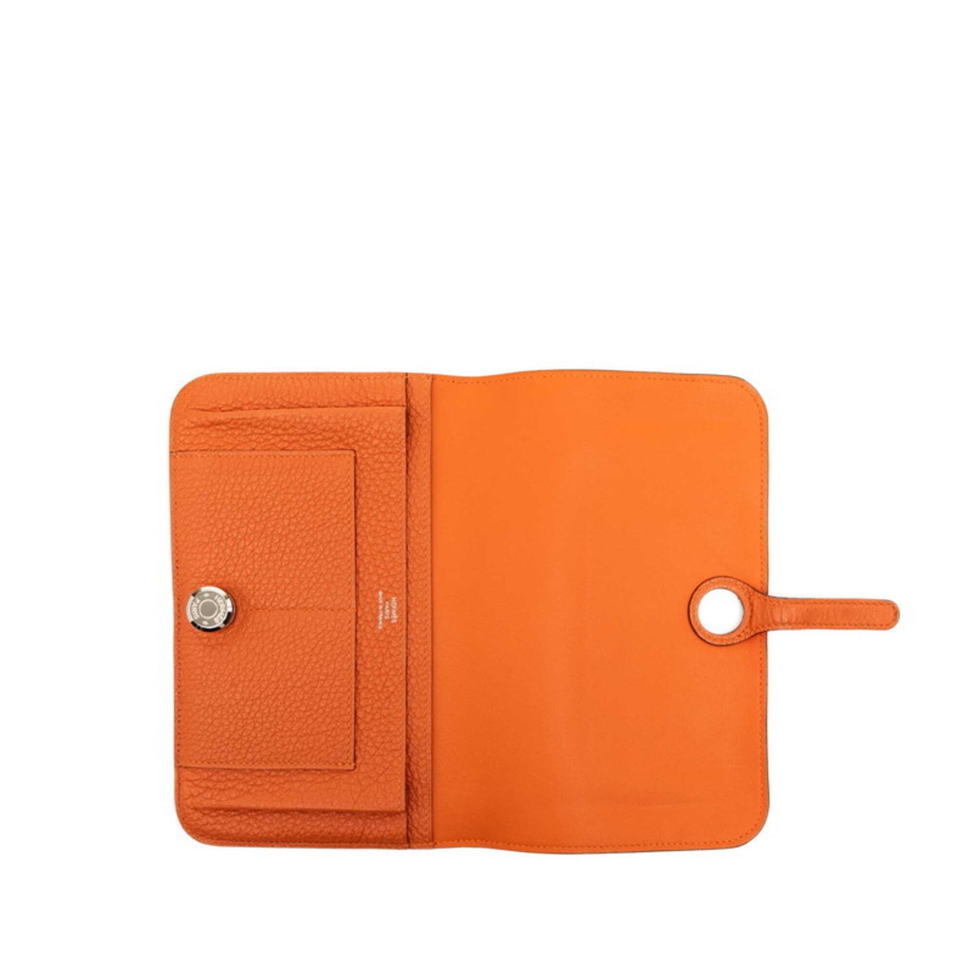 Hermes Dogon Duo Orange Taurillon Clemence Leather Long Wallet (Bi-Fold) (Pre-Owned)