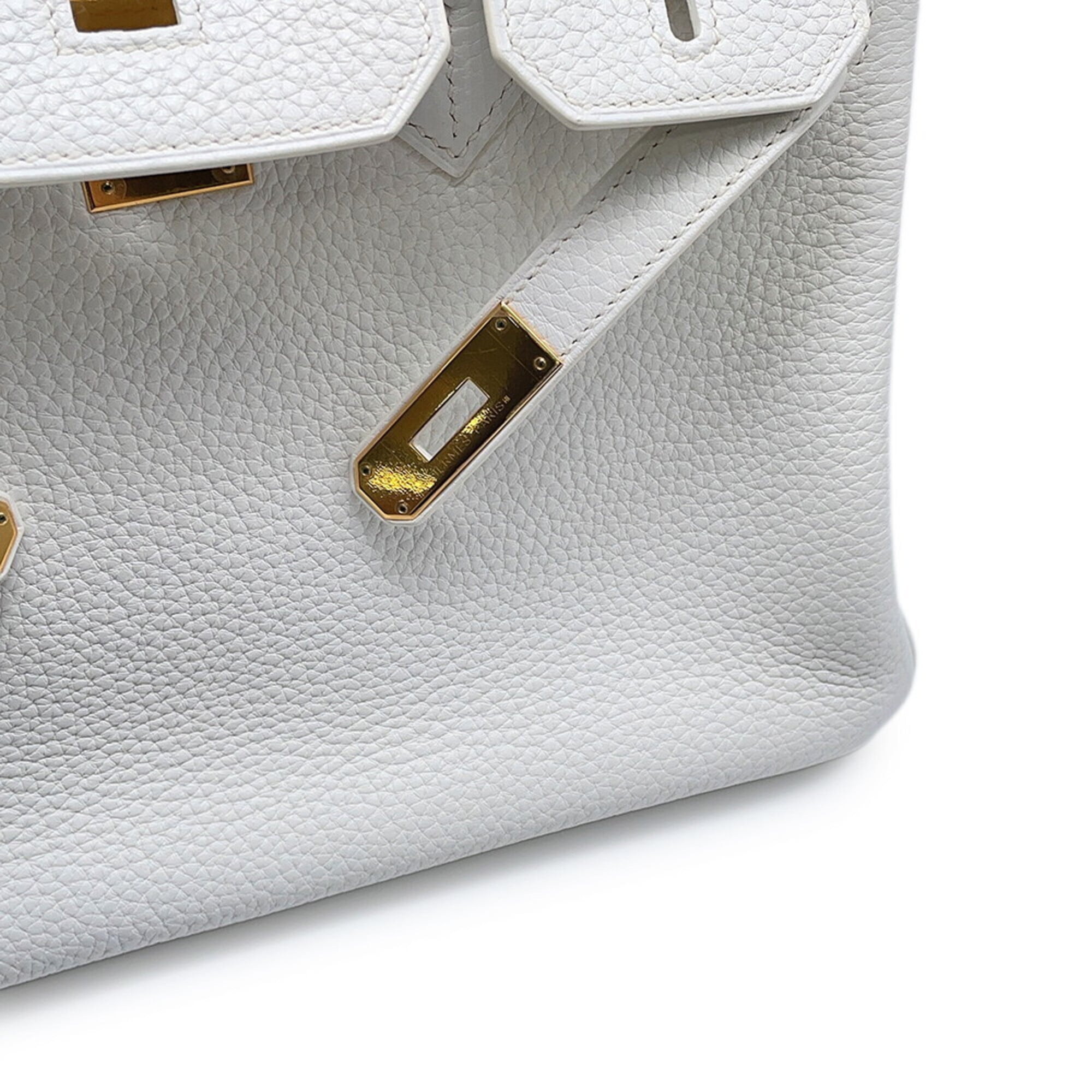 Hermes White Taurillon Clemence Leather Handbag (Pre-Owned)