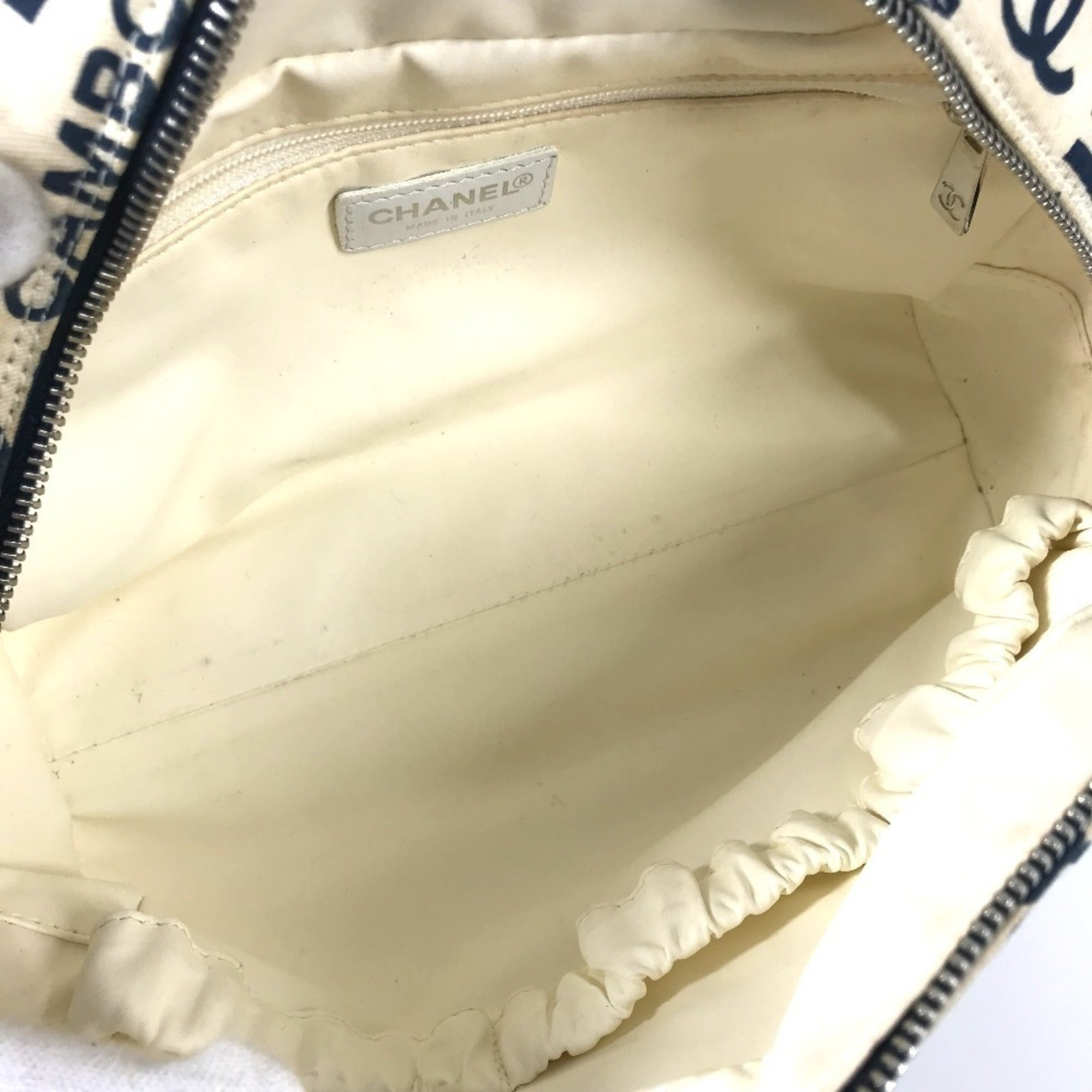 Chanel Navy White Canvas Clutch Bag (Pre-Owned)