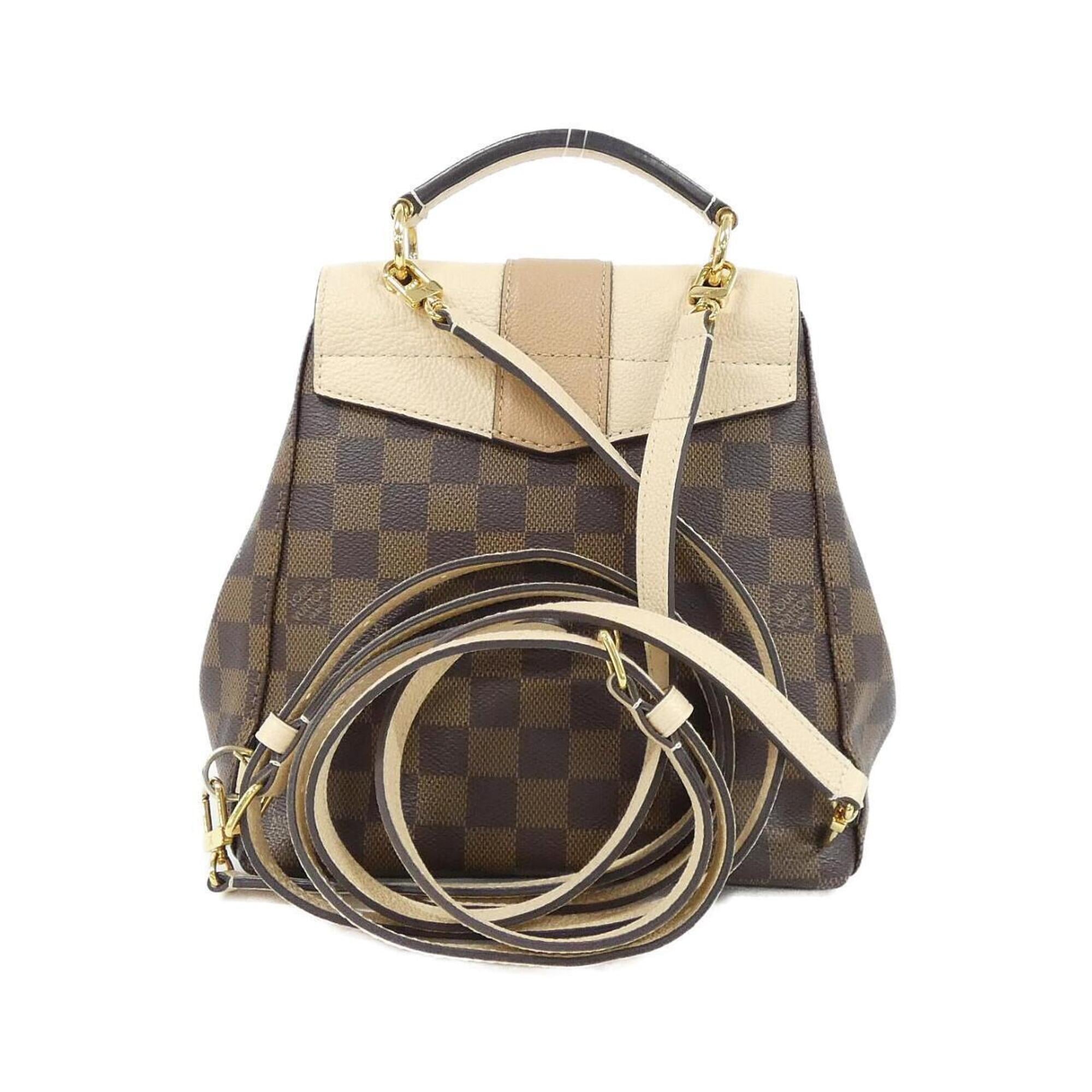 Louis Vuitton Brown Cream Coated Canvas Leather Backpack (Pre-Owned)
