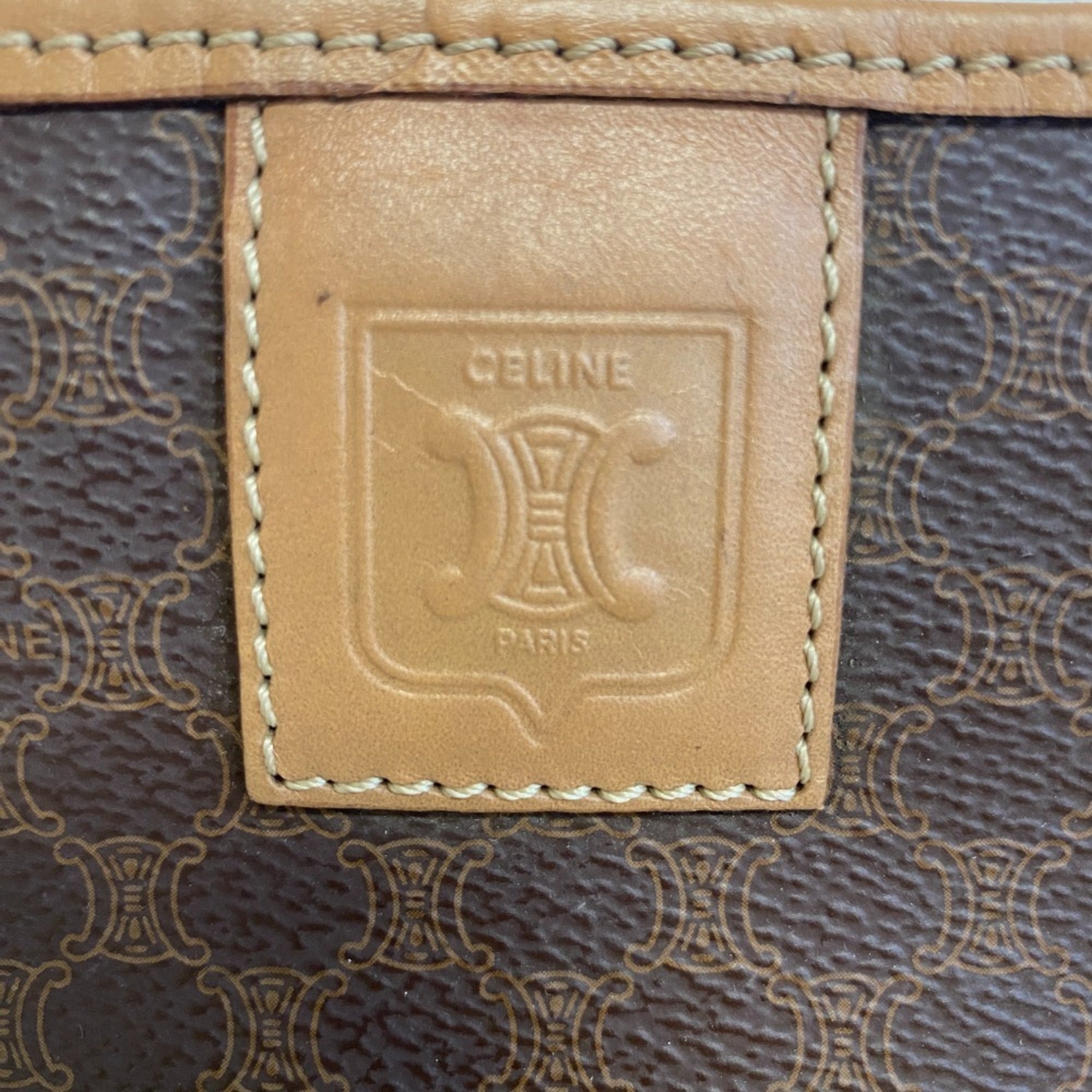 Celine Macadam Beige Leather Clutch Bag (Pre-Owned)