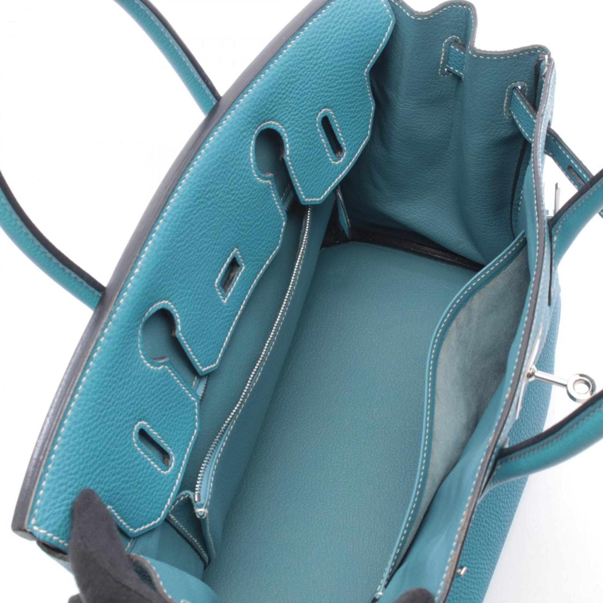 Hermes Blue Blue Jean Togo Leather Handbag (Pre-Owned)