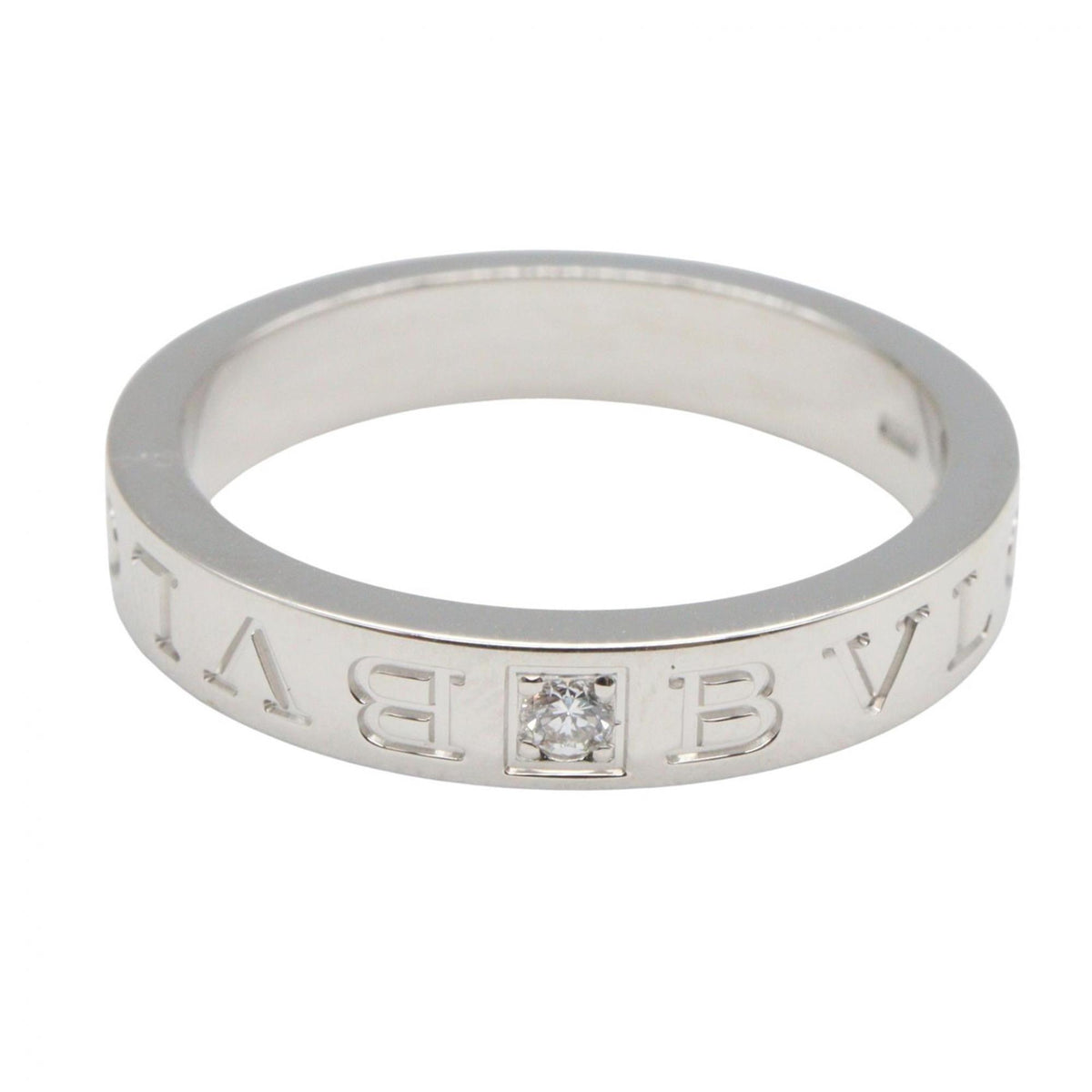 Bvlgari Silver Clear White Gold (18K) Band Ring (Pre-Owned)