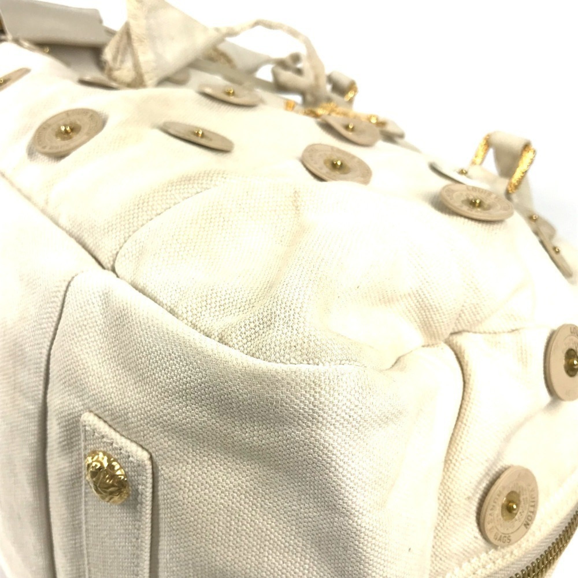 Louis Vuitton White Canvas Boston Bag Handbag Shoulder Bag (Pre-Owned)