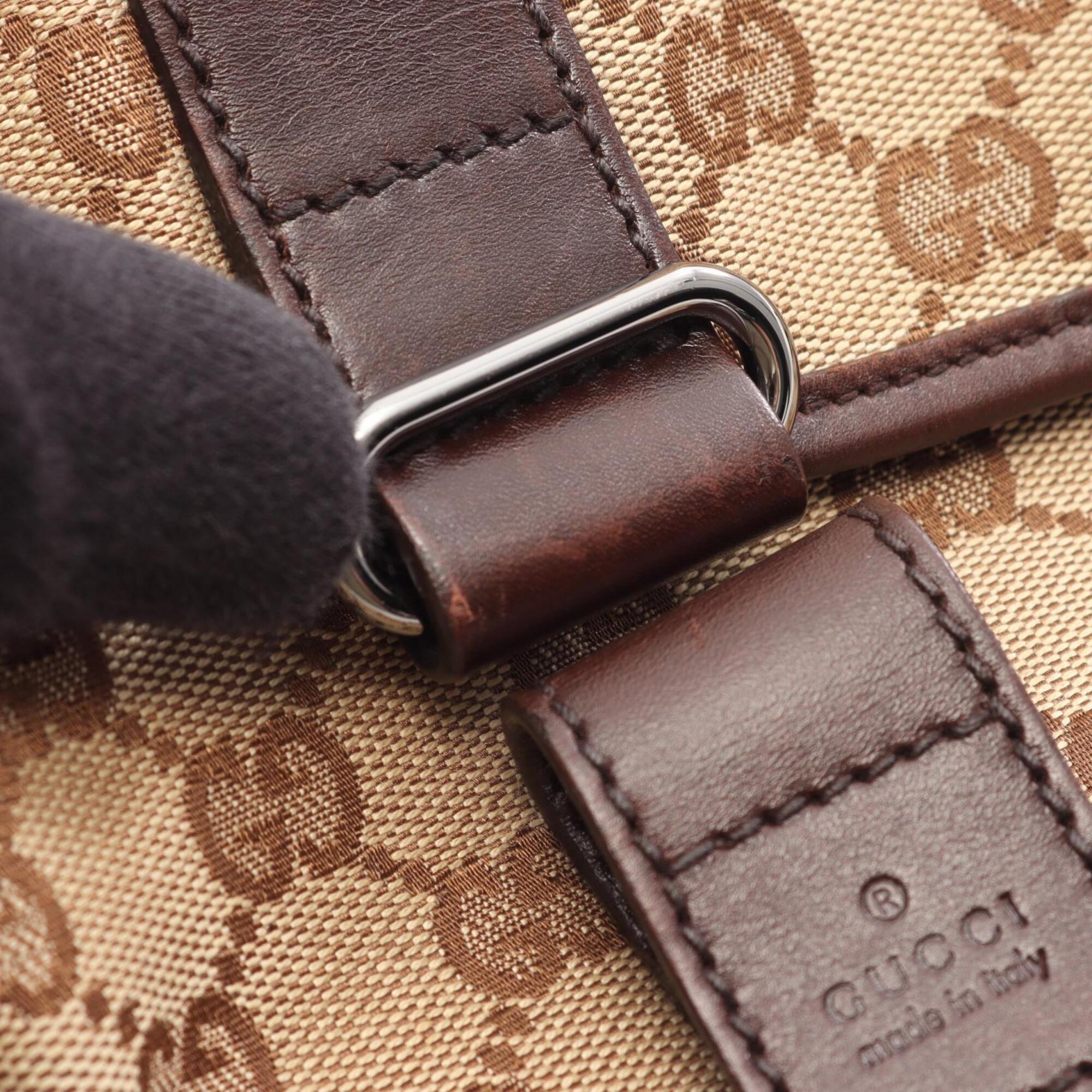 Gucci Beige Brown Gg Canvas Leather Fanny Pack Handbag (Pre-Owned)