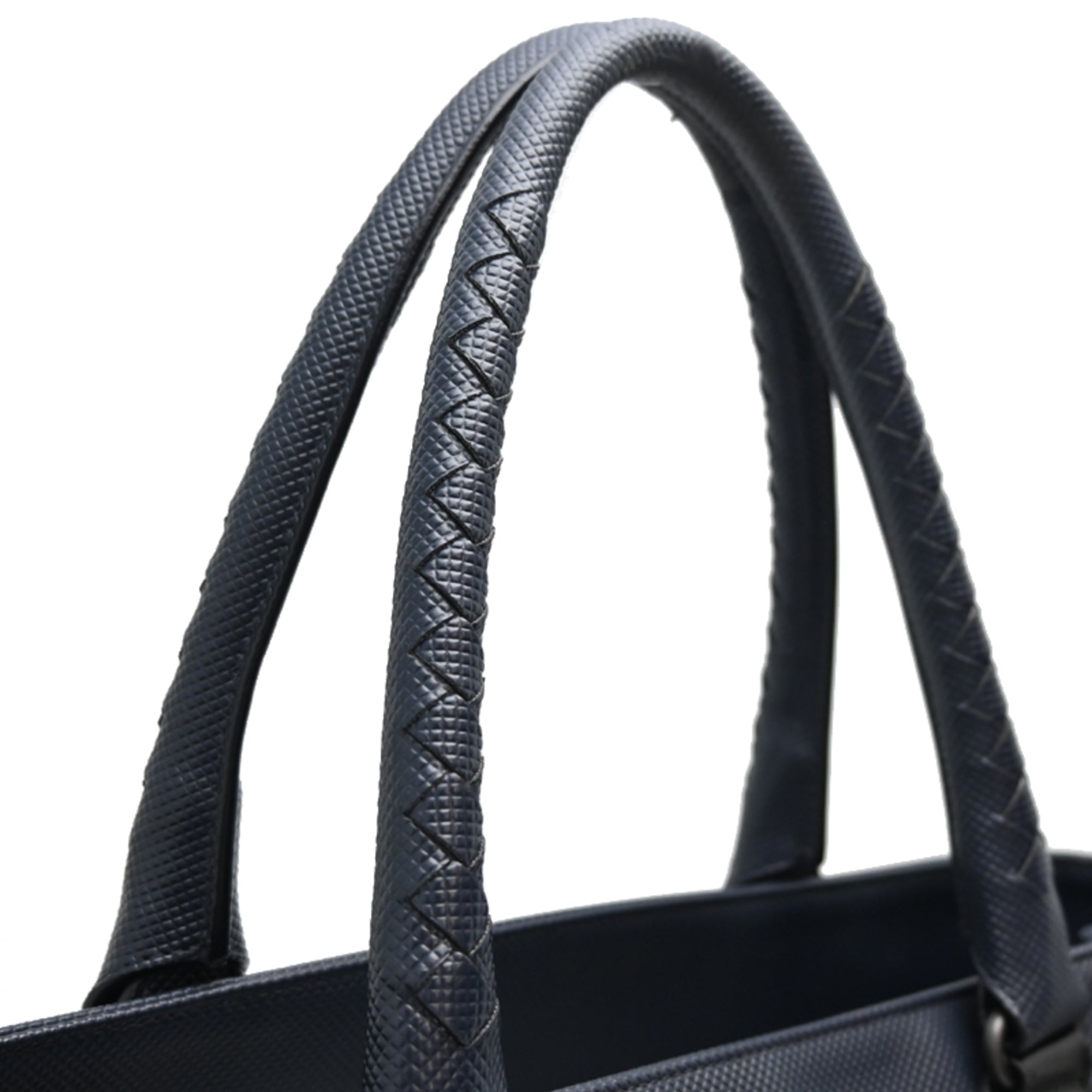 Bottega Veneta Navy Leather Pvc Tote Bag (Pre-Owned)