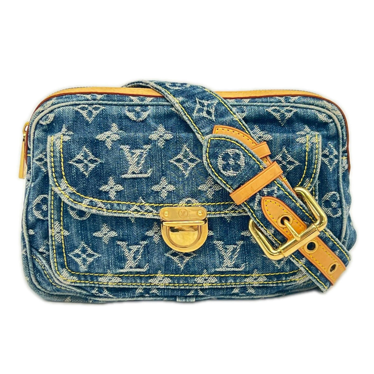 Louis Vuitton Beige Blue Cotton Fanny Pack (Pre-Owned)