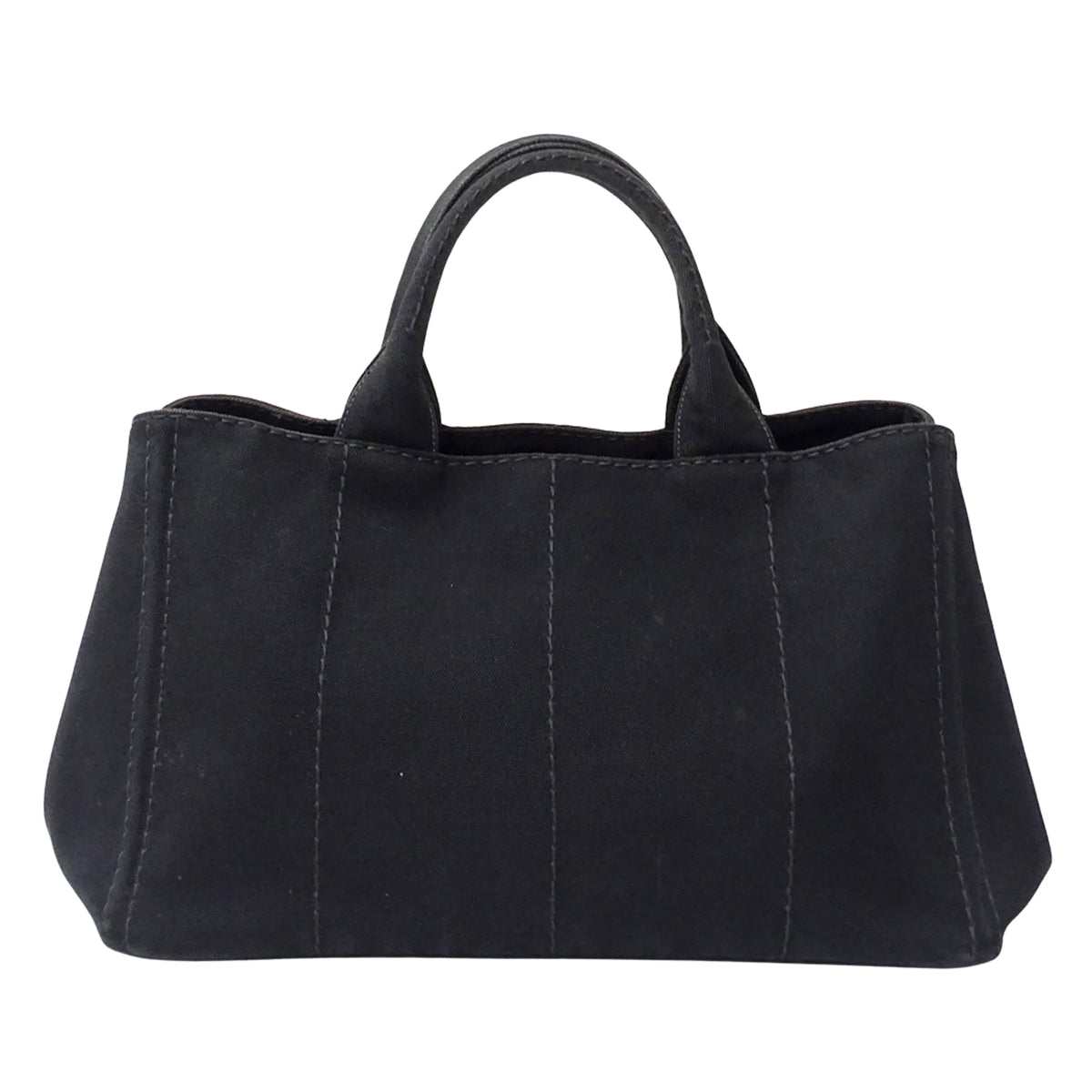Prada Canapa Black Canvas Handbag Shoulder Bag Tote Bag (Pre-Owned)
