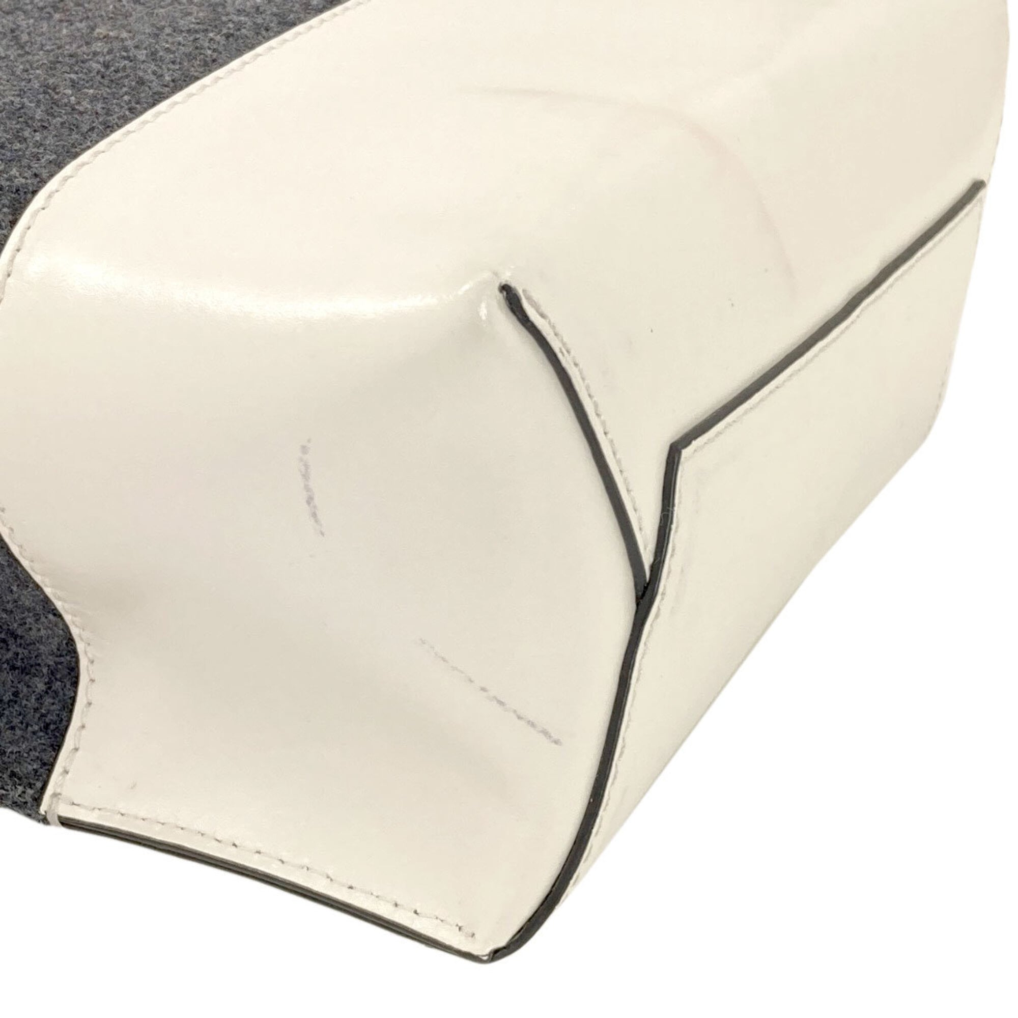 Marni Gray White Felt Leather Handbag (Pre-Owned)