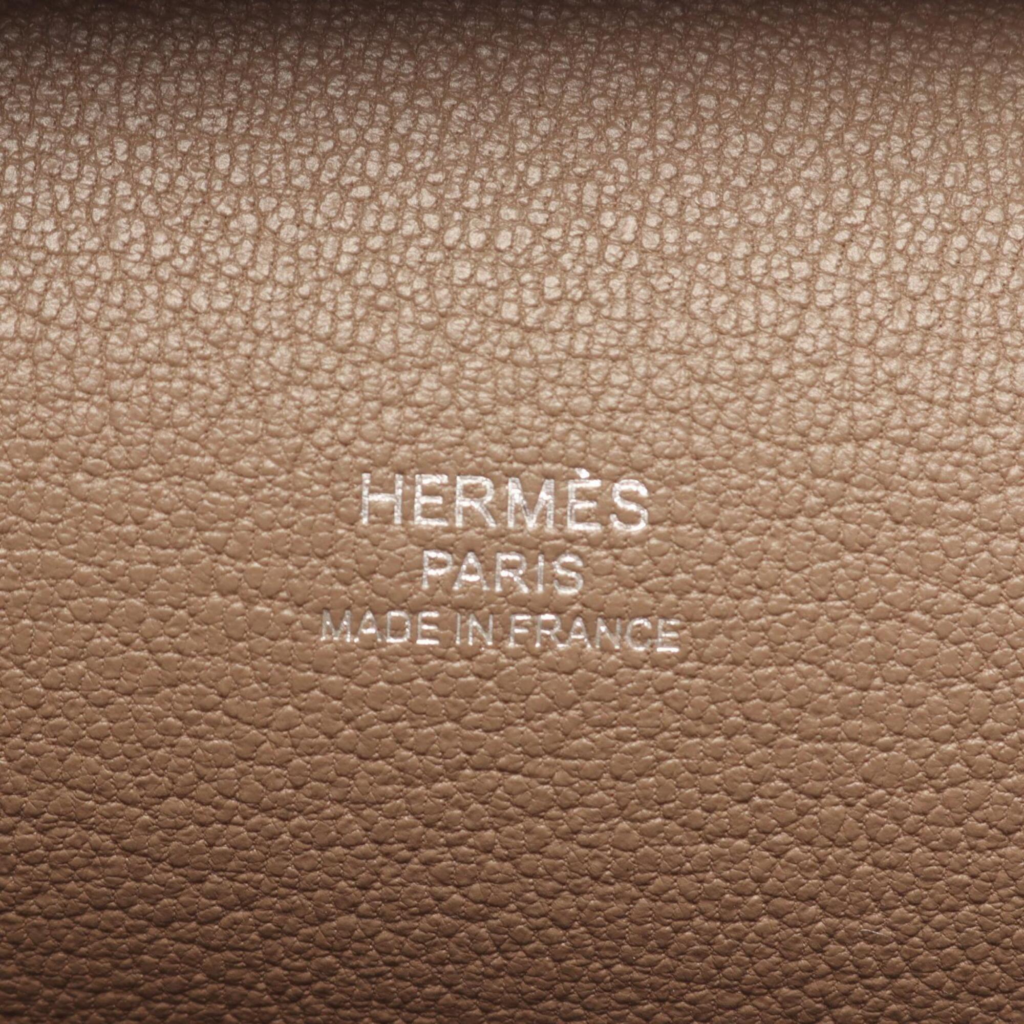Hermes Etoupe Gray Gray Taurillon Clemence Leather Handbag Shoulder Bag (Pre-Owned)