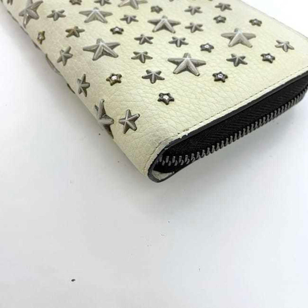 Jimmy Choo Black Cream Yellow Leather Long Wallet (Bi-Fold) (Pre-Owned)