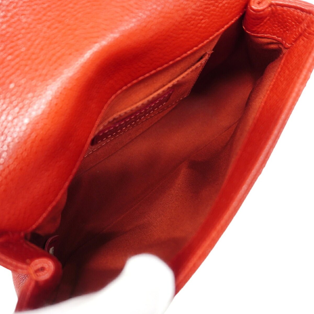 Chanel Red Color Grained Calfskin Shoulder Bag (Pre-Owned)