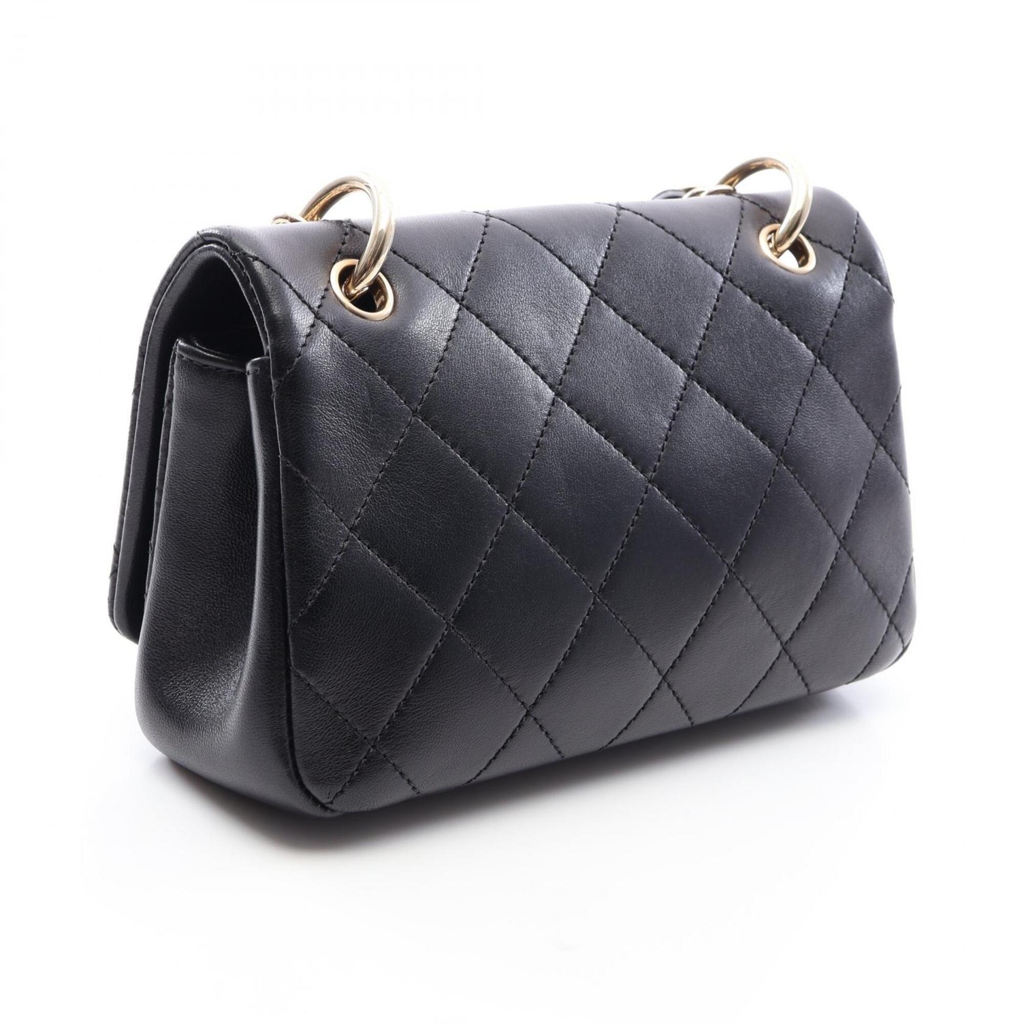 Chanel Black Leather Handbag Shoulder Bag (Pre-Owned)